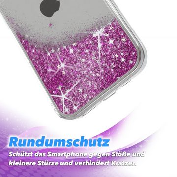EAZY CASE Handyhülle Liquid Glittery Case für Apple iPhone 13 Pro 6,1 Zoll, Bumper Case Back Cover Glitter Glossy Handyhülle Etui Violett Lila