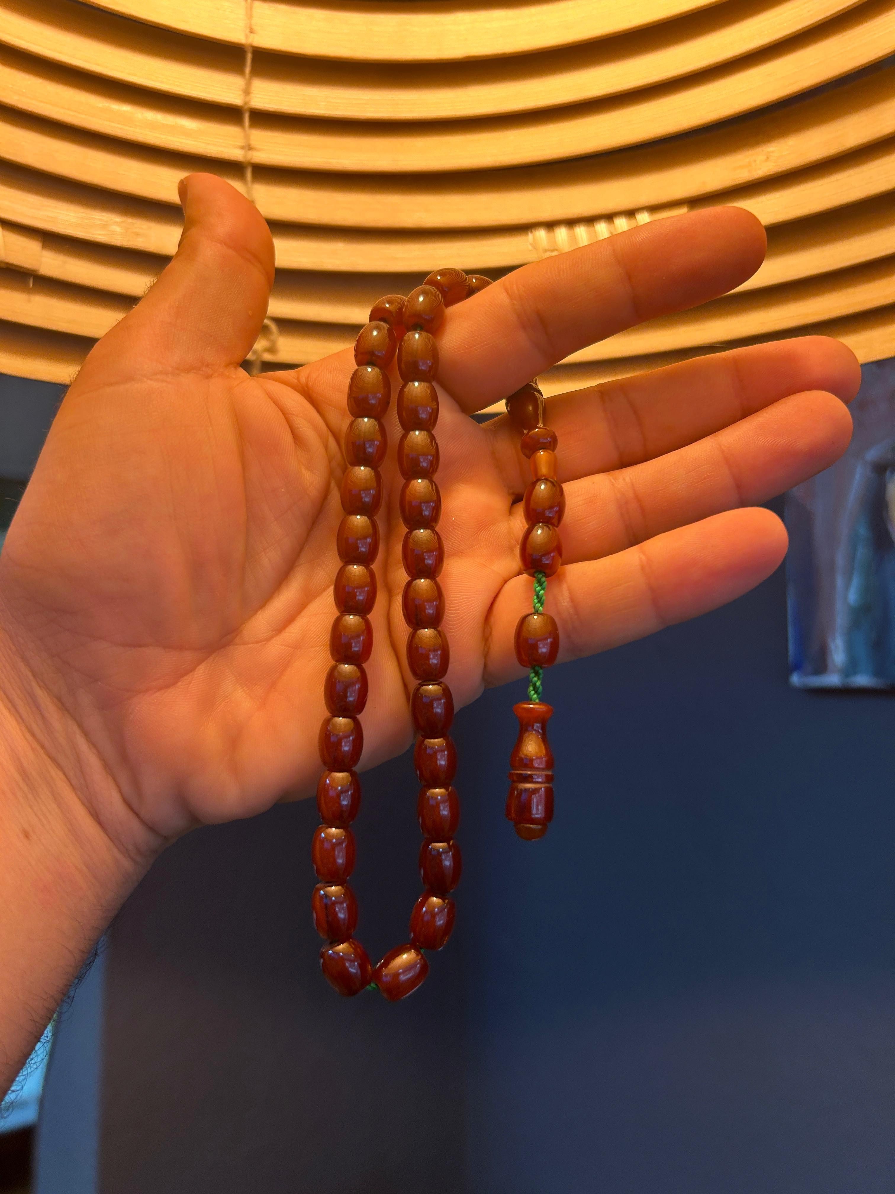 TesbihBid Kettenanhänger Sükrü baba Sistemli Tesbih (Tasbeeh Tasbih Bakalite faturan kuka, rosary Braun, 33-tlg., tesbih islam, misbaha, rosary islam), Vater Geschenk Männergeschenk