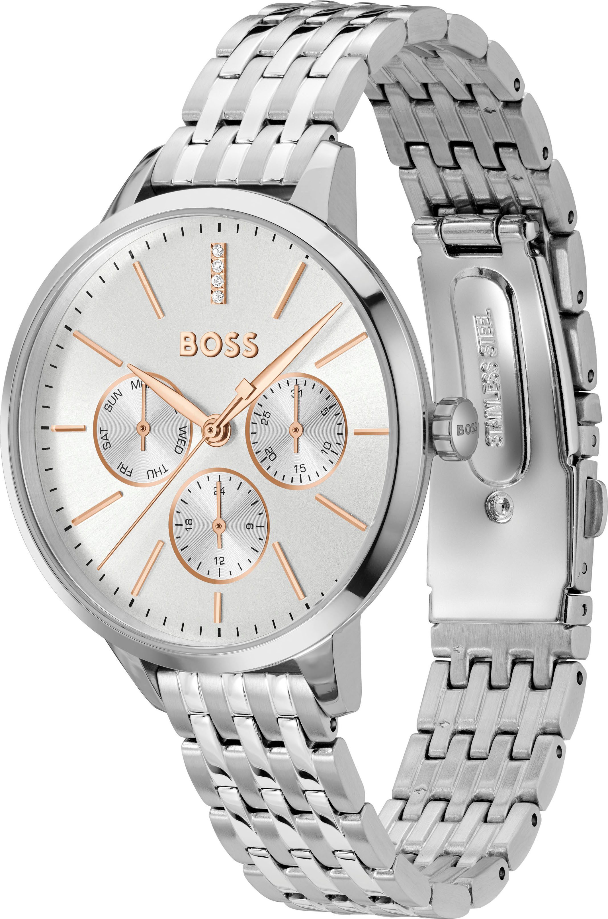 BOSS Multifunktionsuhr SYMPHONY 1502781, Quarzuhr, Armbanduhr, Damenuhr, Ed günstig online kaufen