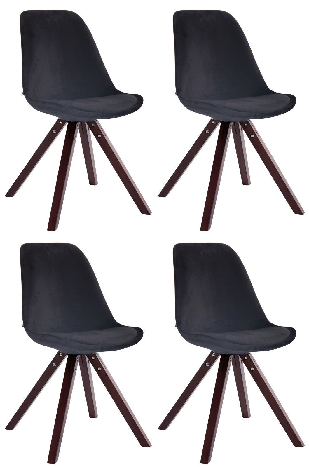 CLP Esszimmerstuhl Toulouse Samt Square (4er Set), mit Sitzpolstern schwarz | Stühle