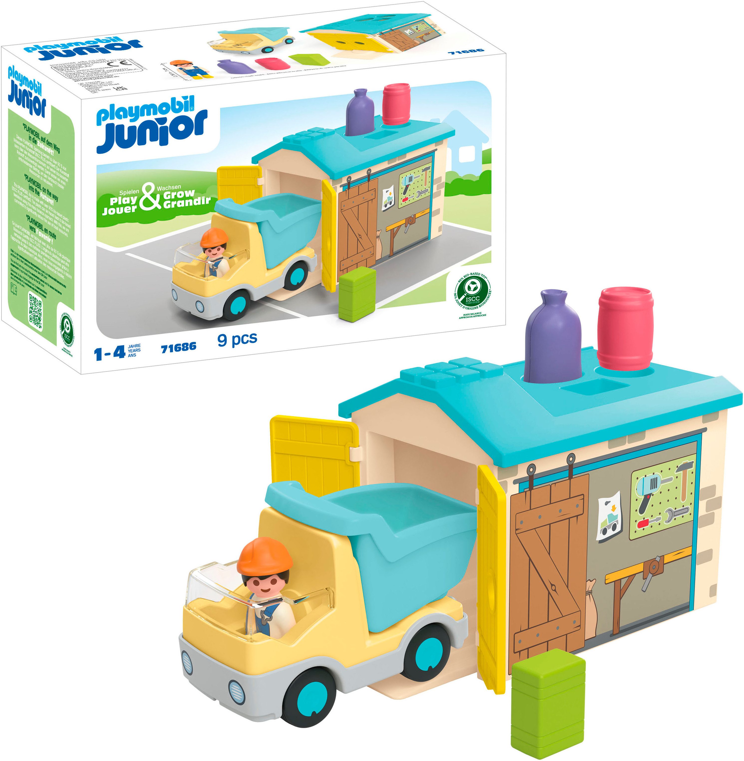 Playmobil® LKW mit Sortiergarage (71686), JUNIOR Konstruktions-Spielset, (9 St), Made in Europe – Bild 4 von 5