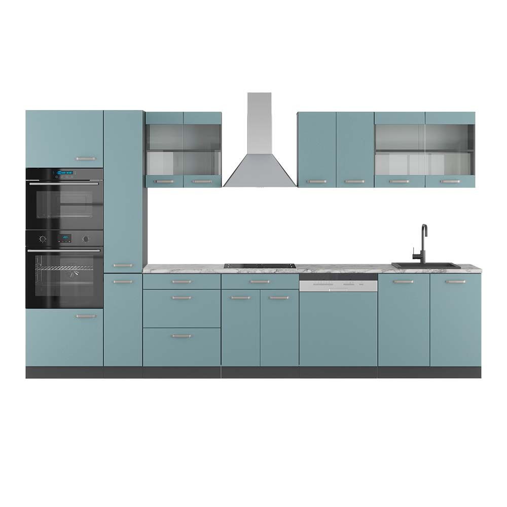 Vicco Küchenzeile R-Line, Blau-Grau/Anthrazit/Anthrazit, 350 cm günstig online kaufen