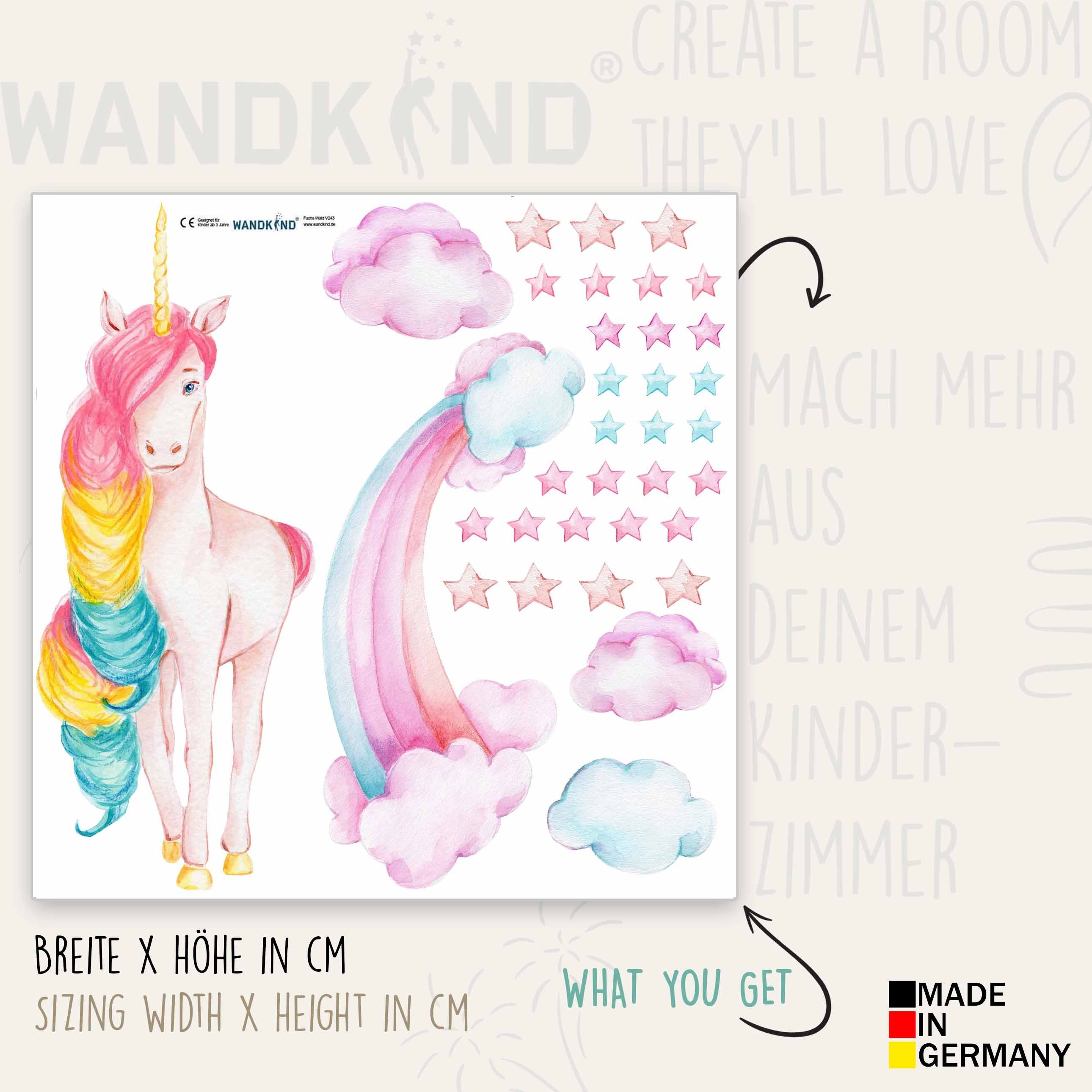 WANDKIND Wandtattoo Einhorn mit Regenbogen V380 günstig online kaufen