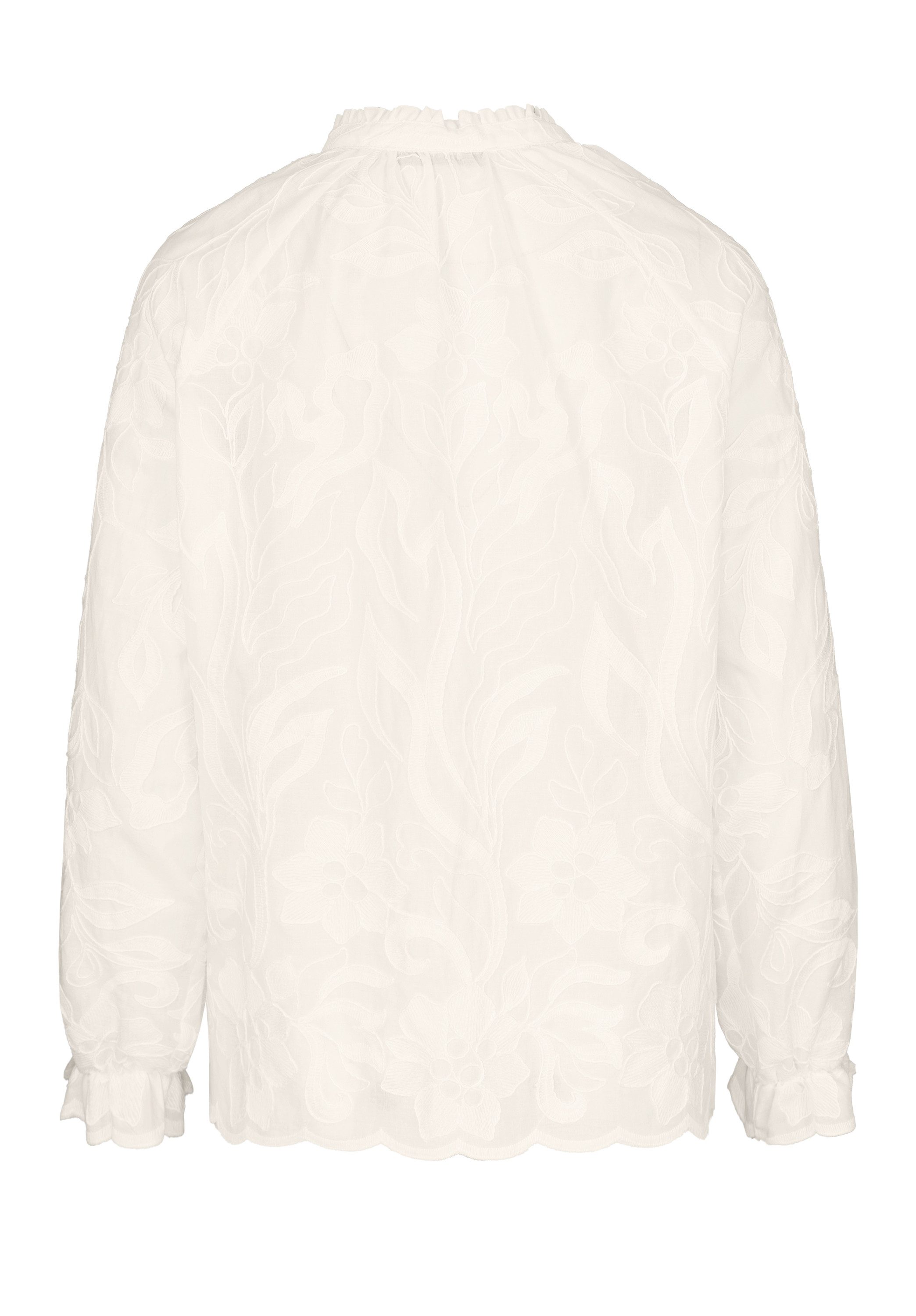 bianca Langarmbluse RANA mit aufwendig besticktem Oberstoff