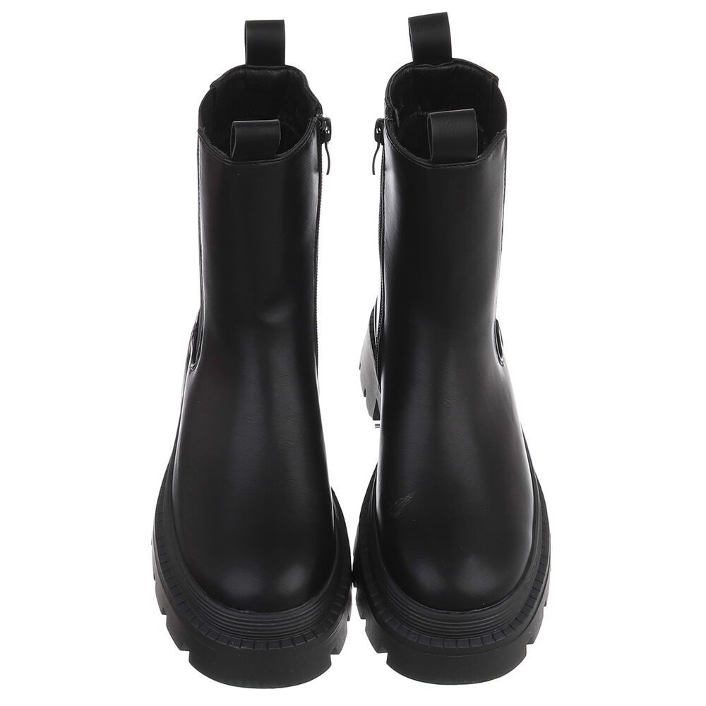 Ital-Design Damen Chelsea Boot mit Plateauprofil und Blockabsatz Plateaustiefelette (92125269) Blockabsatz Stiefeletten in Schwarz – Bild 4 von 5