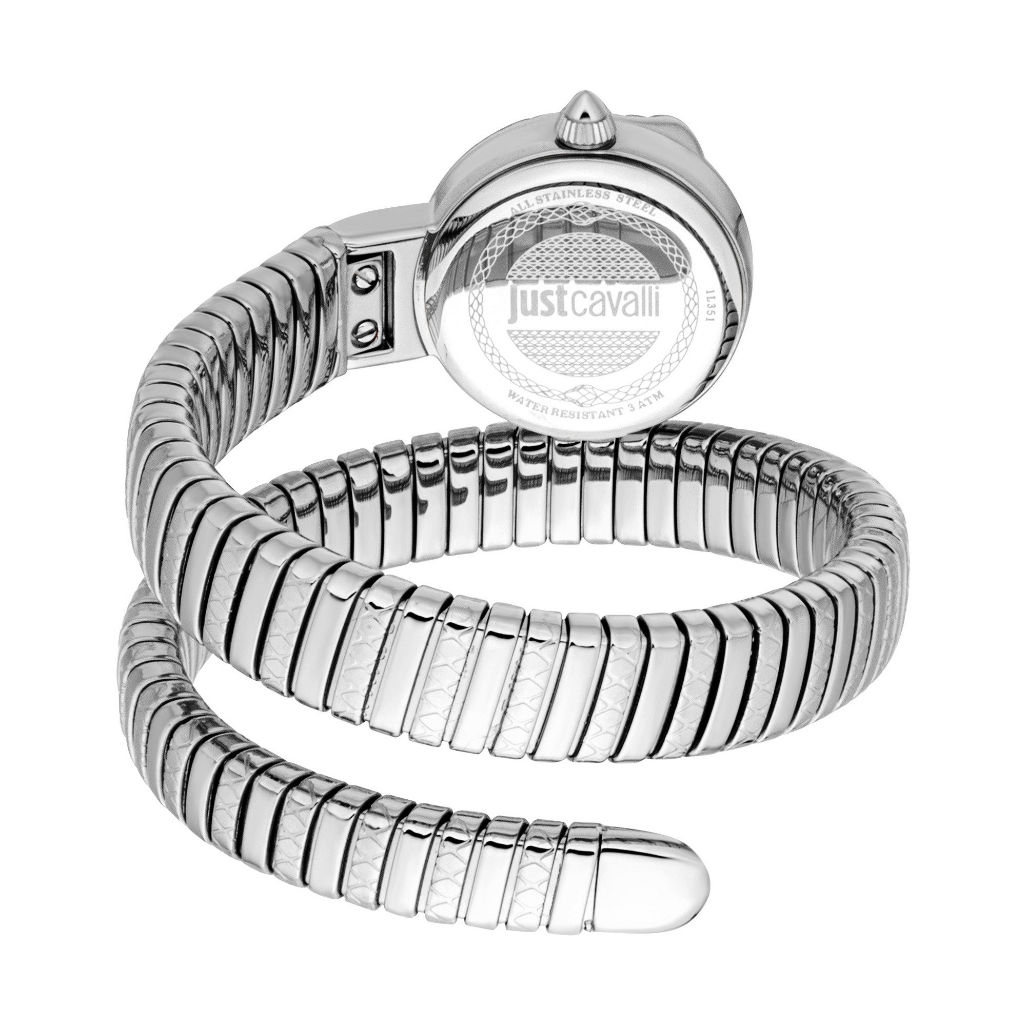 Just Cavalli Time Quarzuhr Signature Snake JC1L351M0015, Armbanduhr, Damenuhr, Edelstahlarmband, analog, Kristallsteine