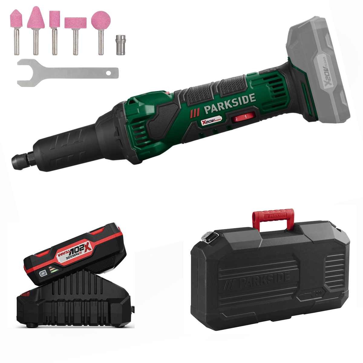 Parkside Feinbohrschleifer 20V Akku-Geradschleifer PGSA 20-Li, mit Akku 2.0 Ah / Ladegerät