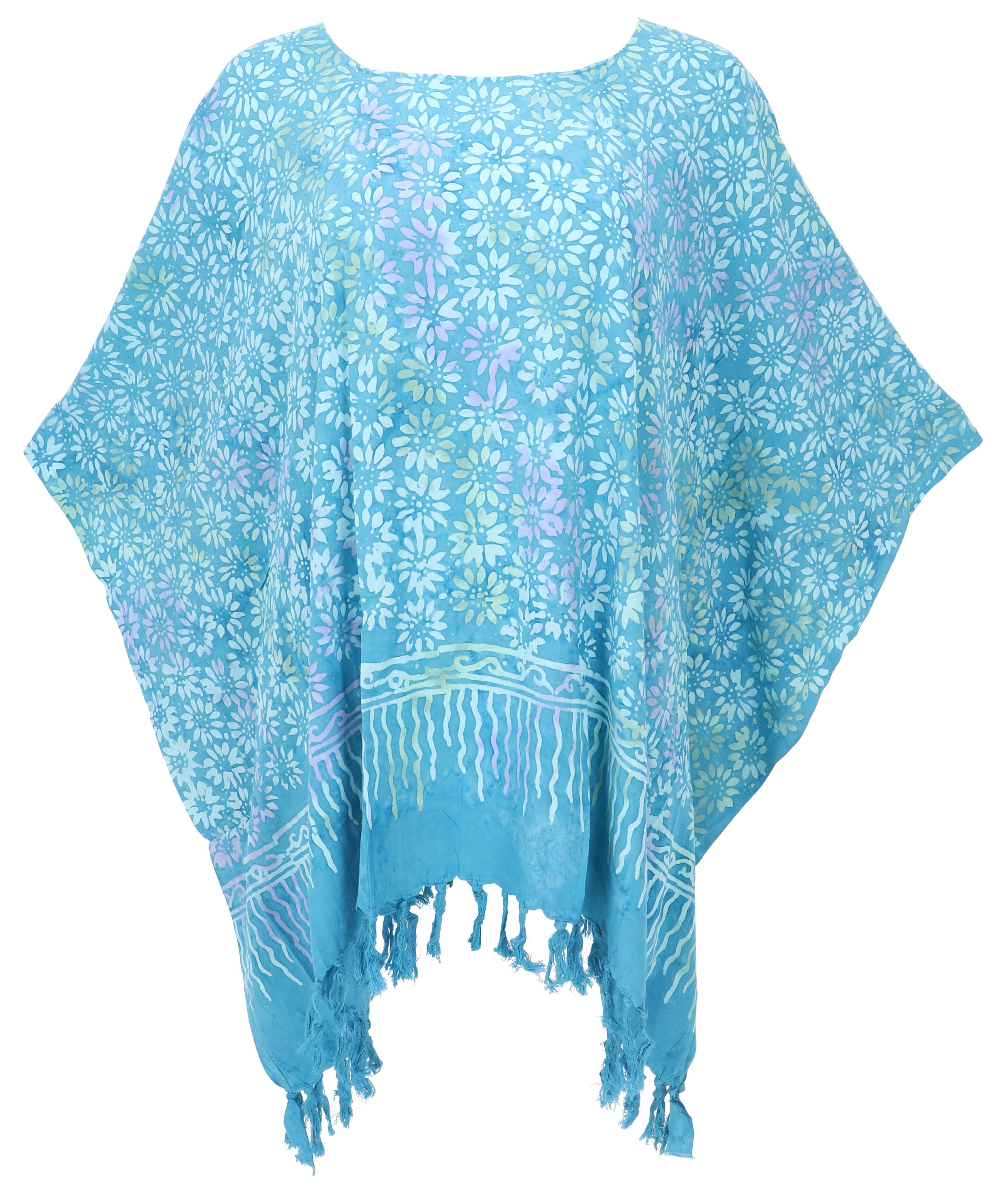 Guru-Shop Longbluse Poncho, Tunika, Strandkleid, Batik Kaftan,.. alternative Bekleidung