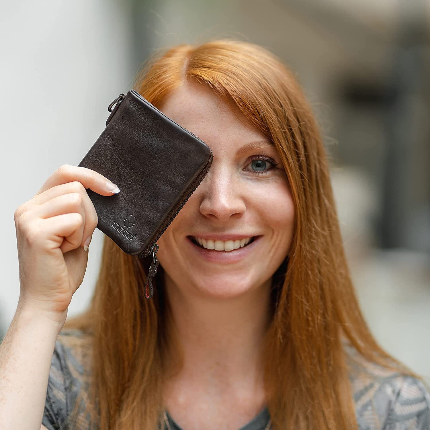 Donbolso Geldbörse Slim-Wallet Damen flacher, & kleiner 4 Geldbeutel oliv Ledergeldbörse RFID-Schutz, Kartenfächer