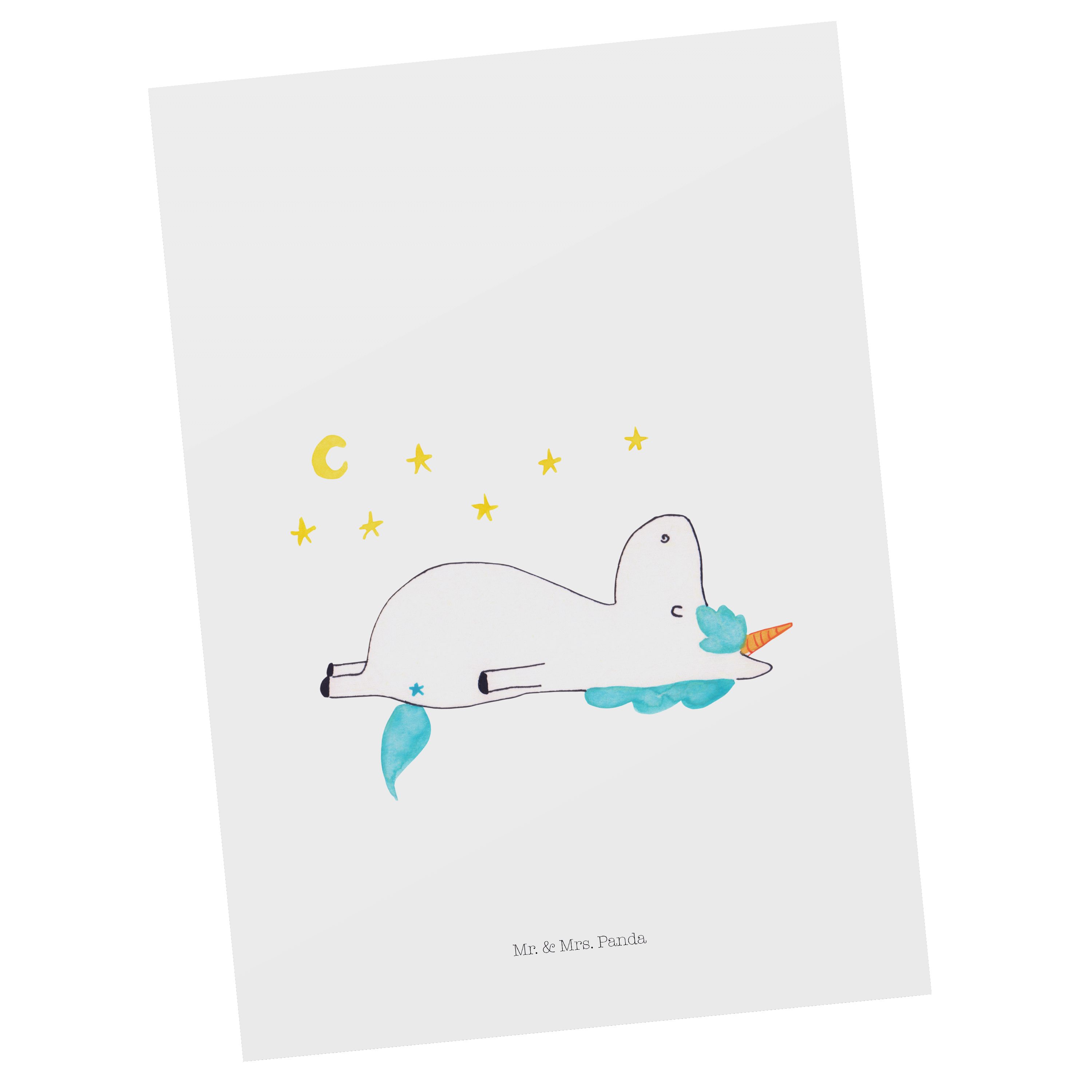Mr. & Mrs. Panda Postkarte - Weiß Ansichtskarte - Sternenhimmel Geschenk, Einhorn Einhorn Deko