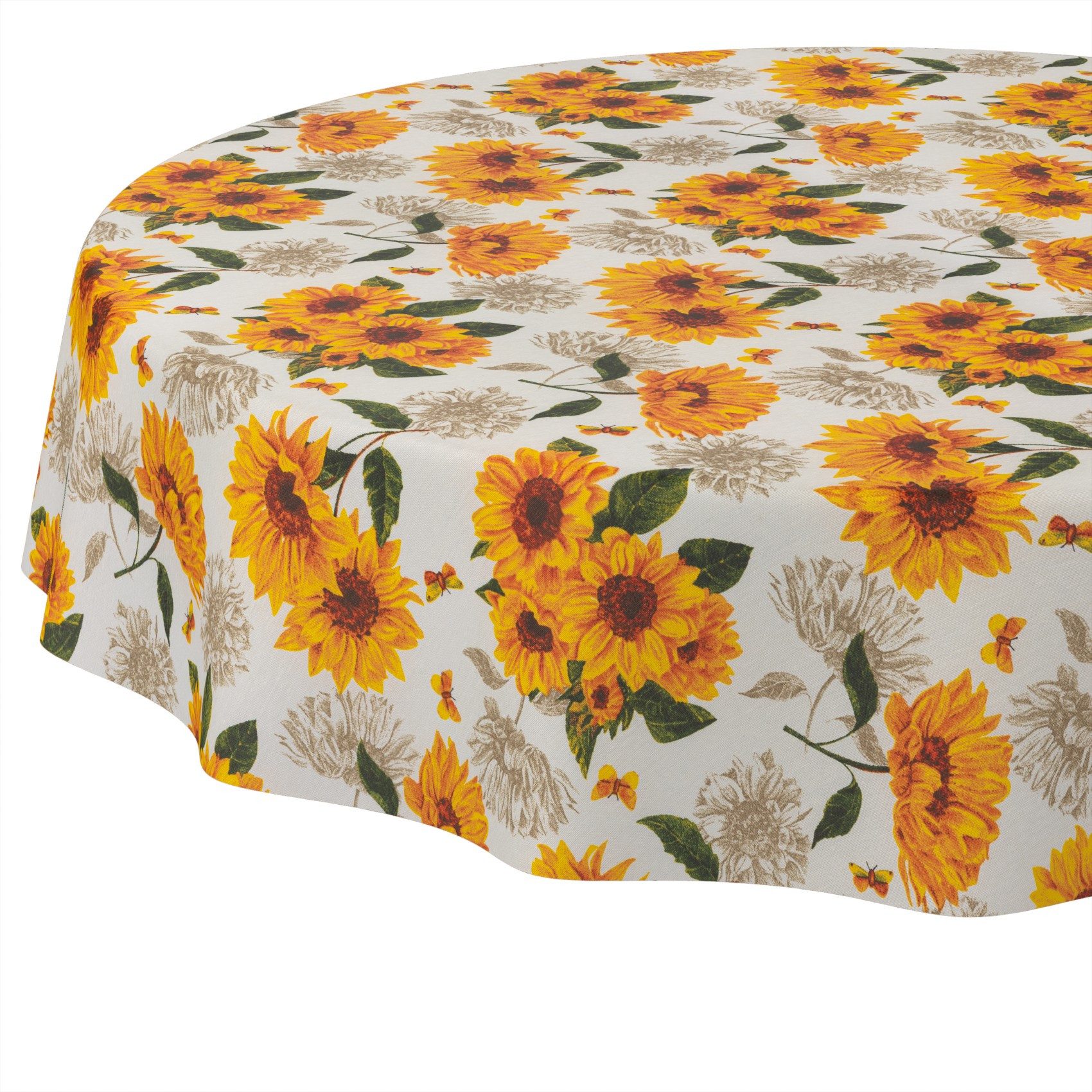 ANRO Tischdecke abwaschbar Tischtuch Baumwolle Polyester wasserabweisend (Einzelstück 1-tlg), Schmutzabweisend Landhaus Orange Rund 100cm