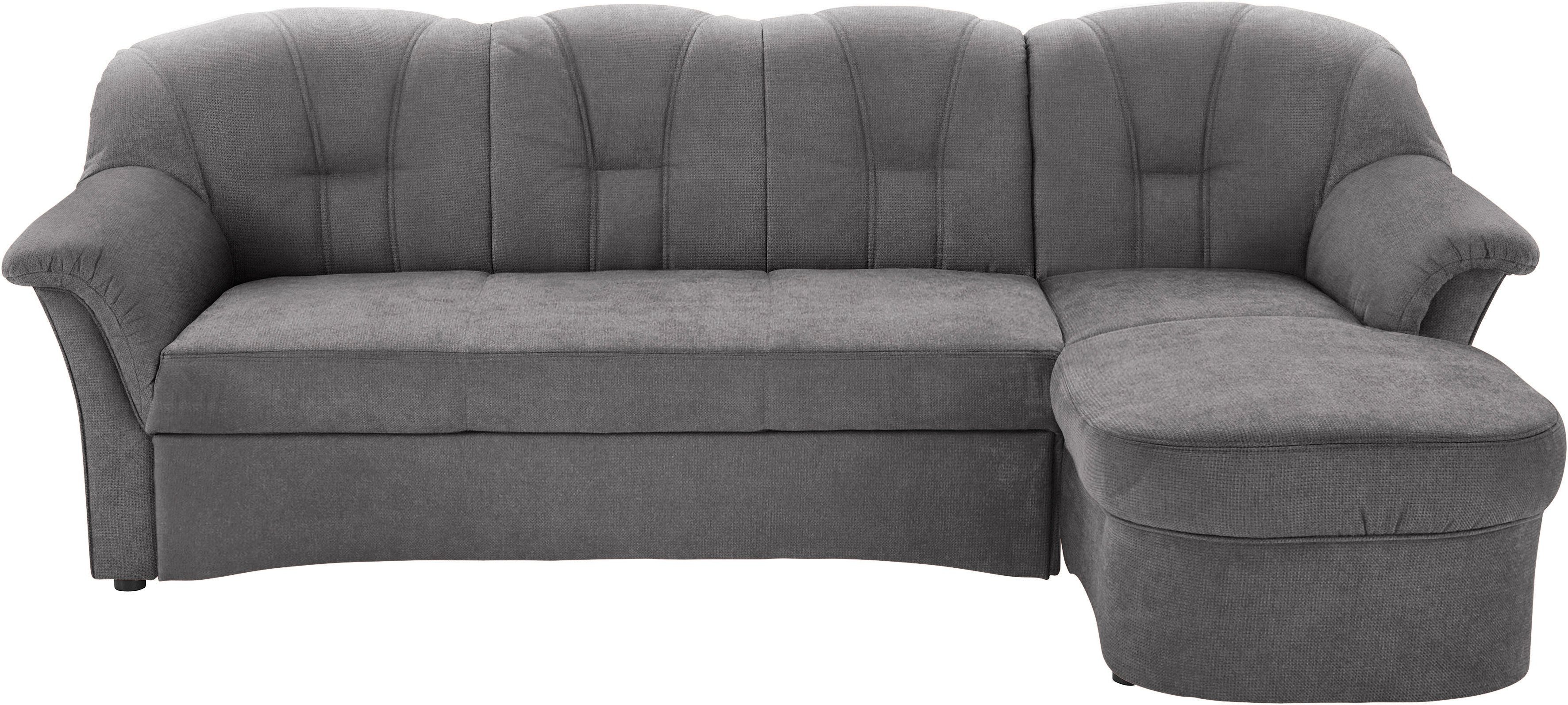 DOMO collection Ecksofa Papenburg, zeitlose Rückensteppung, elegante Formensprache, L-Form, in großer Farbvielfalt, wahlweise mit Bettfunktion