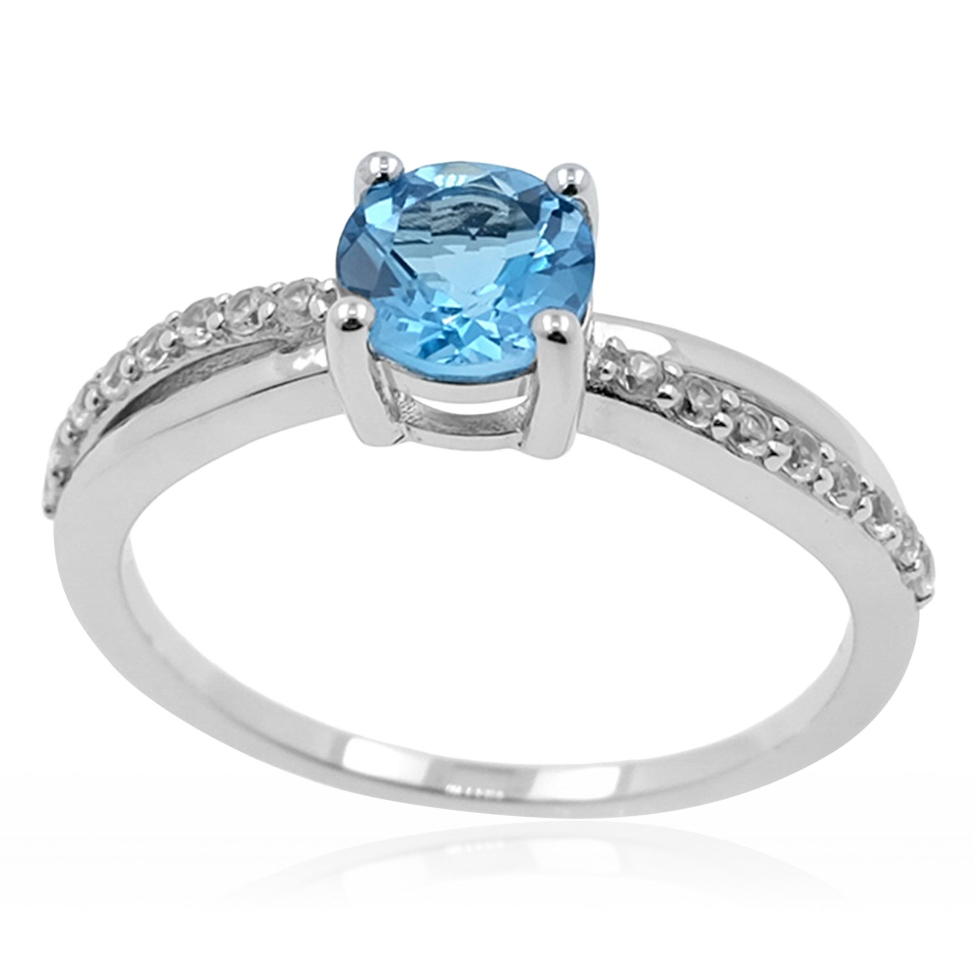 Silberring Cavill Ring 0,88 ct Topas, 16 Zirkone, rhodiniertes 925 Silber
