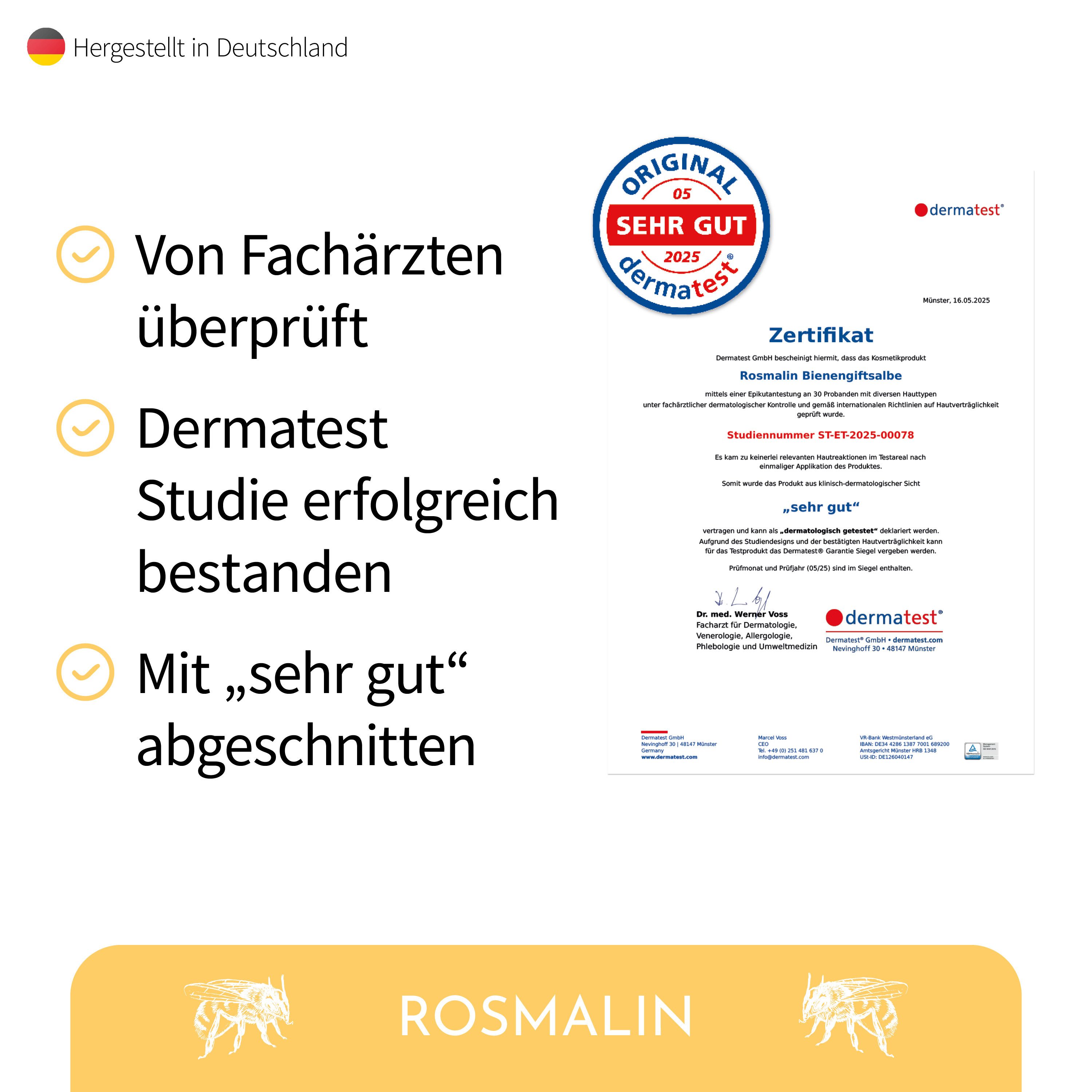 Rosmalin Körpercreme Bienengiftsalbe - Effektive Bienengift Creme - Bienengift Salbe, 1-tlg.