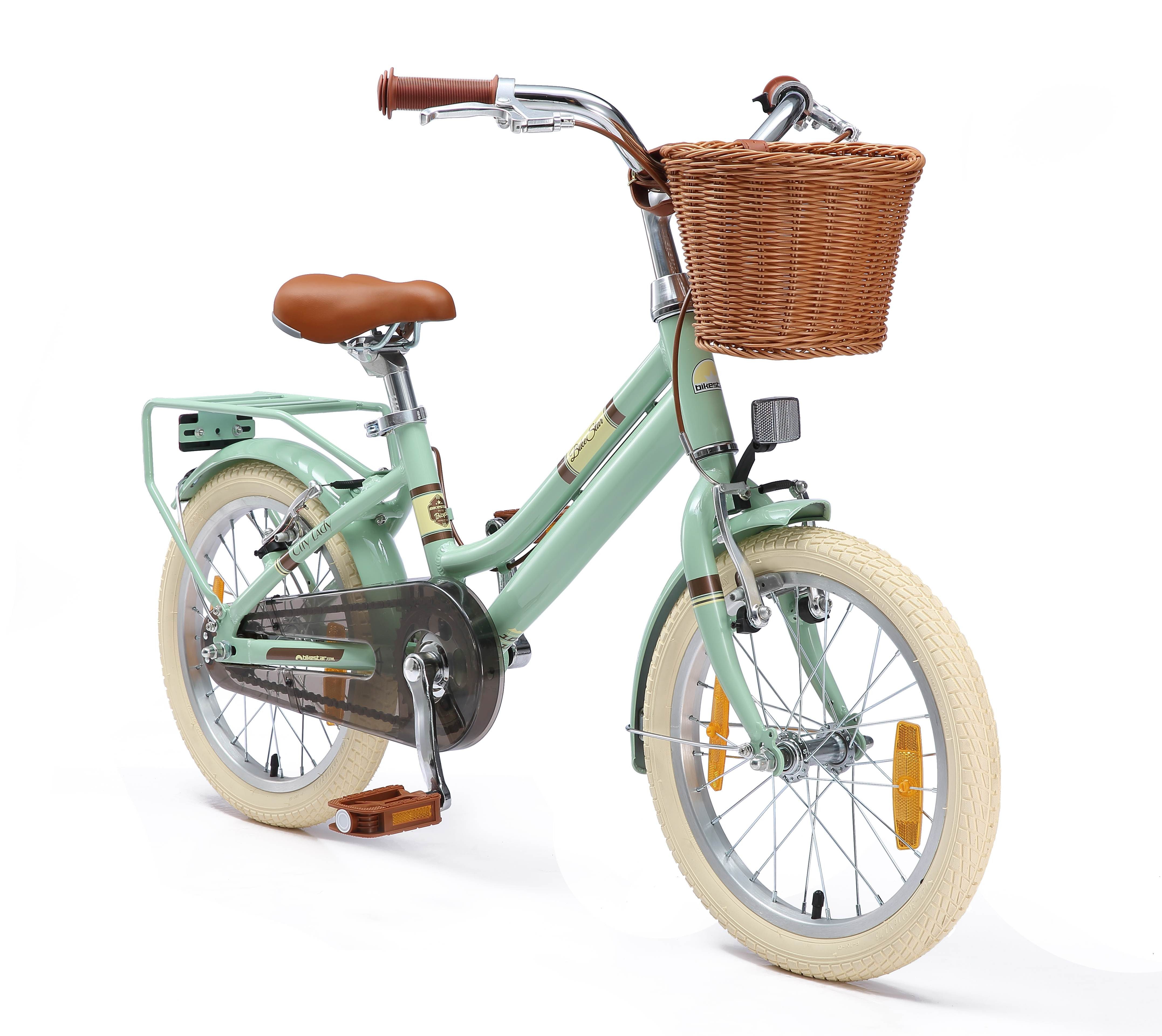 Bikestar Kinderfahrrad Cityrad 16 Zoll Aluminium ab 4 Jahre, 1 Gang, Korb, Gepäckträger, leichtes Treten, ergonomischer Rahmen