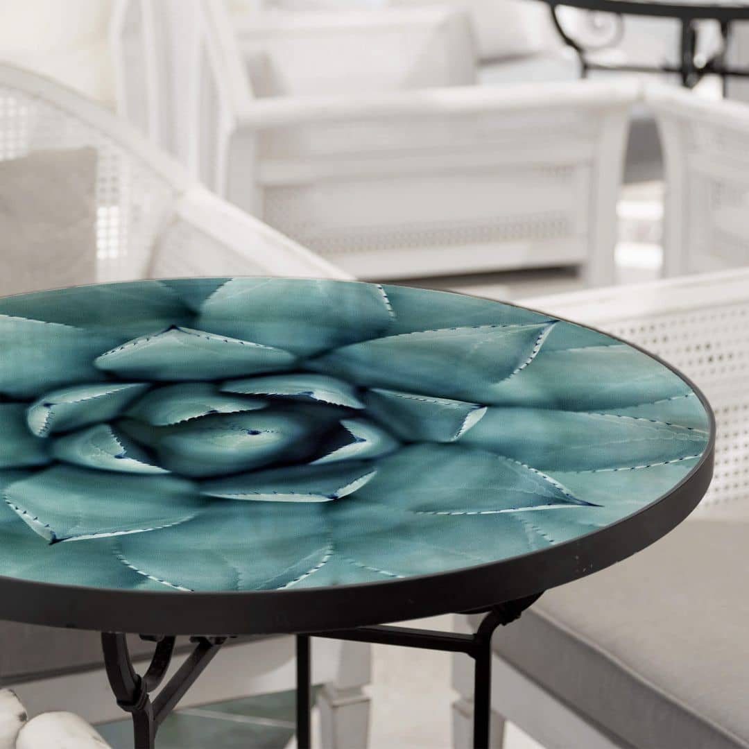 K&L Wall Art Esstischplatte Glas Tischplatte Sukkulente Beistelltisch Kaktus Floral Glastisch