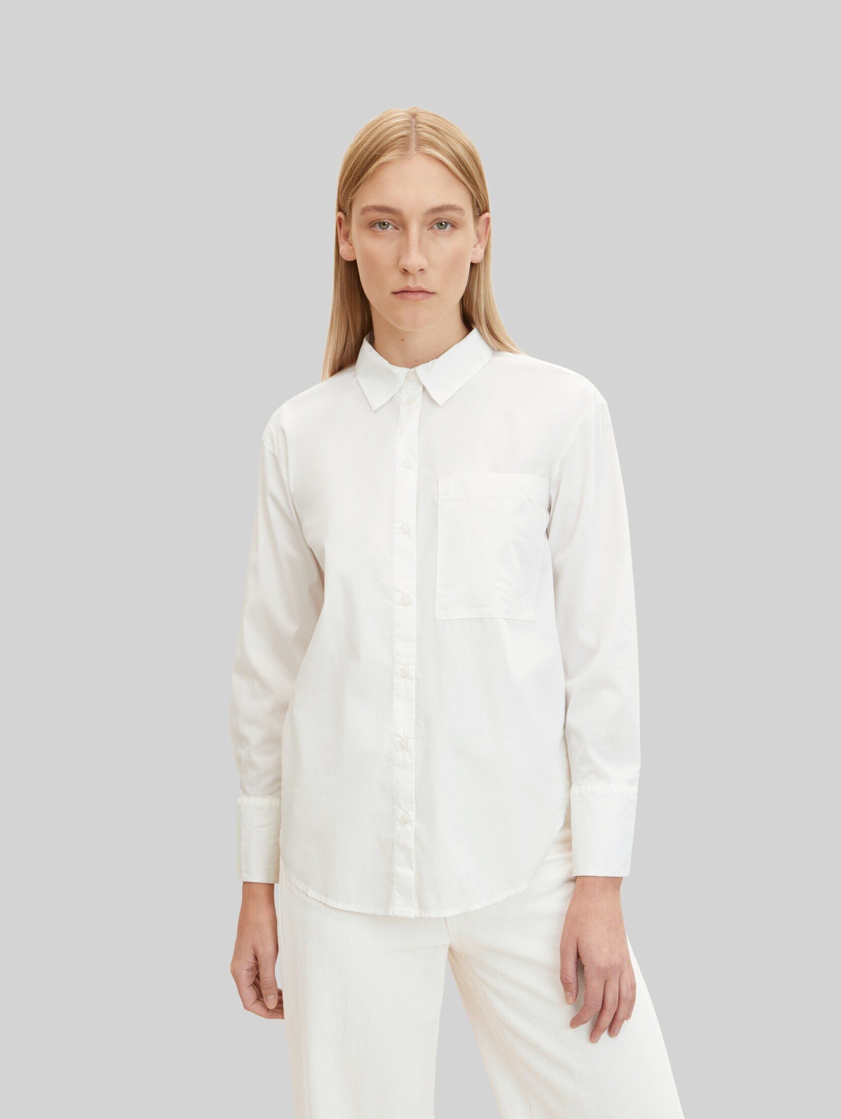TOM TAILOR Langarmbluse Blusen & Shirts Loose Fit Bluse mit Brusttasche