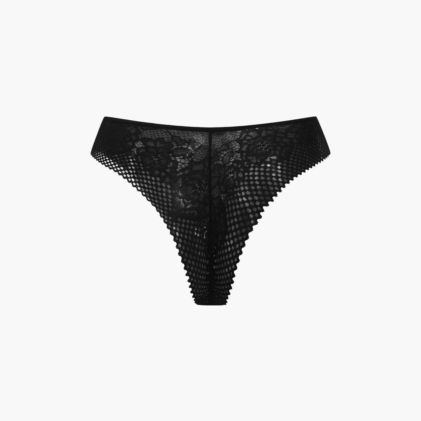 cfab (creamy fabrics) Tanga Tanga mit Spitze-Schwarz-3XL