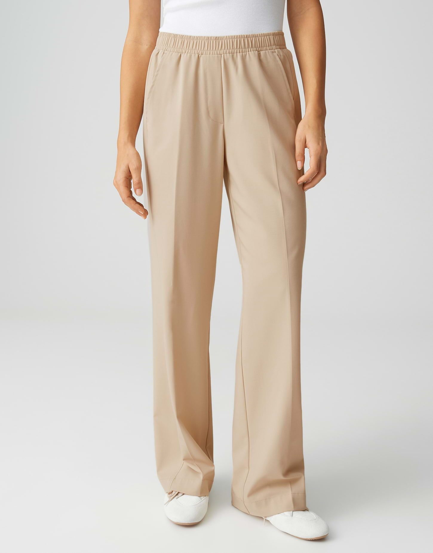 OPUS Stoffhose MELANE BLOOM Wide Leg Pants mit Komfortbund Elastischer Gummibund, Eingrifftaschen und fließender Fall