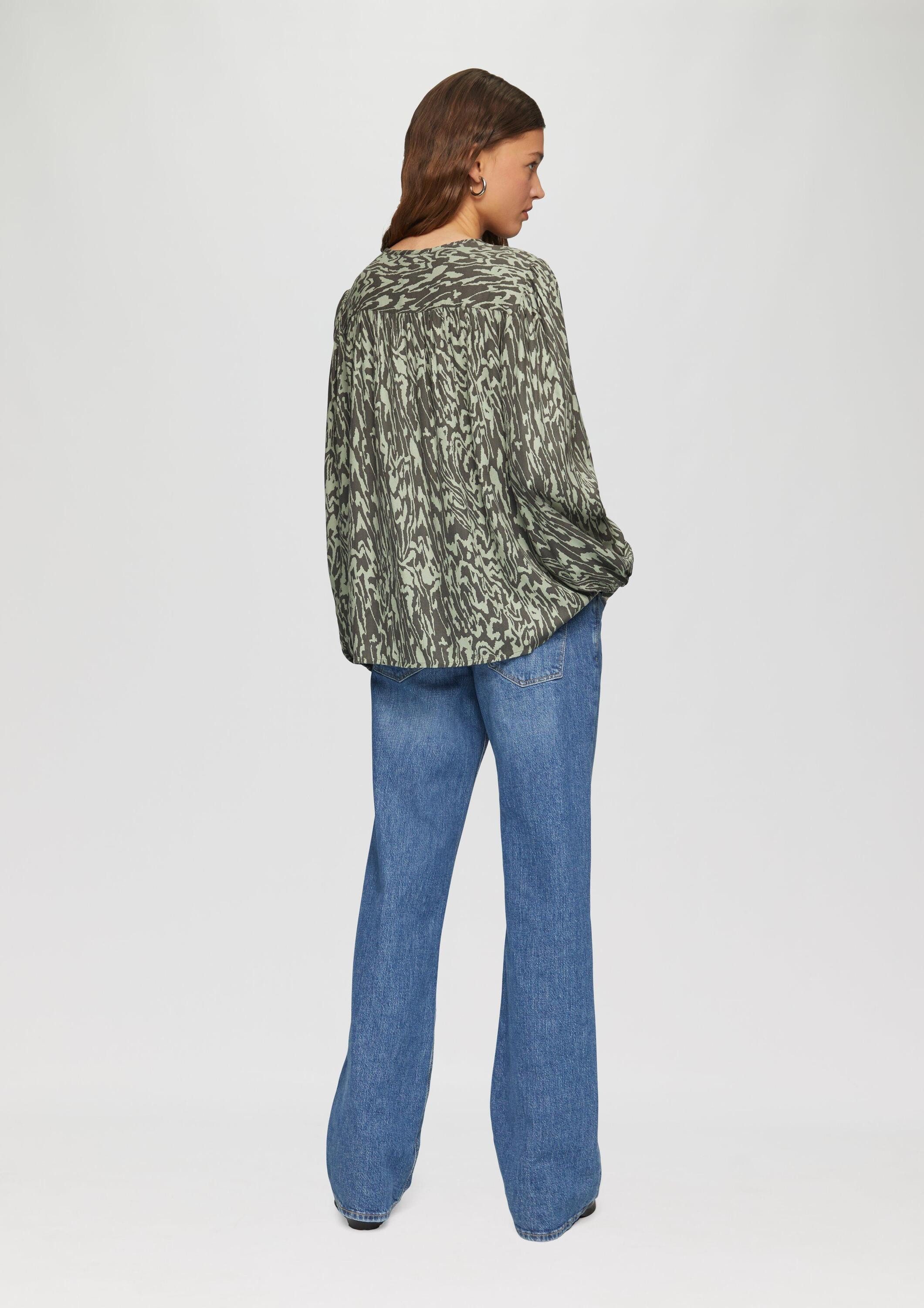 QS Langarmbluse Bluse Melierte Viskosebluse im Loose Fit