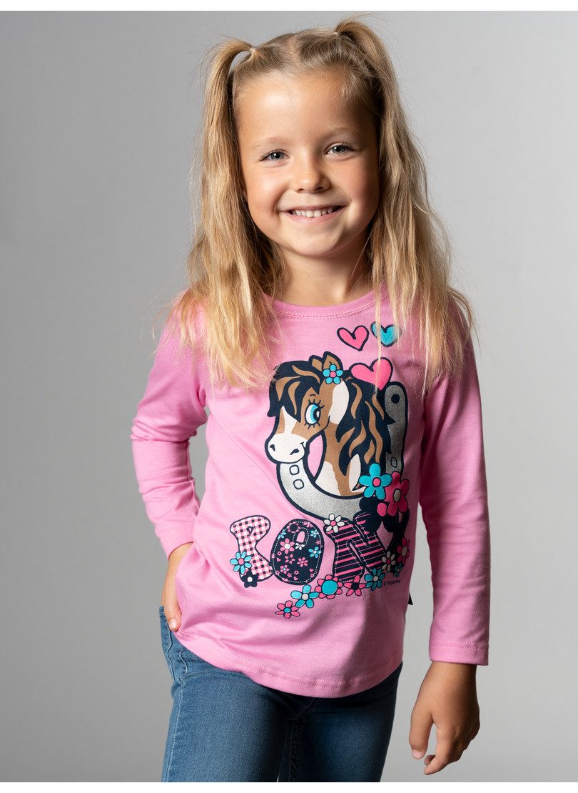 Trigema Longsleeve TRIGEMA Langarmshirt mit süßem Pony-Print (1-tlg)