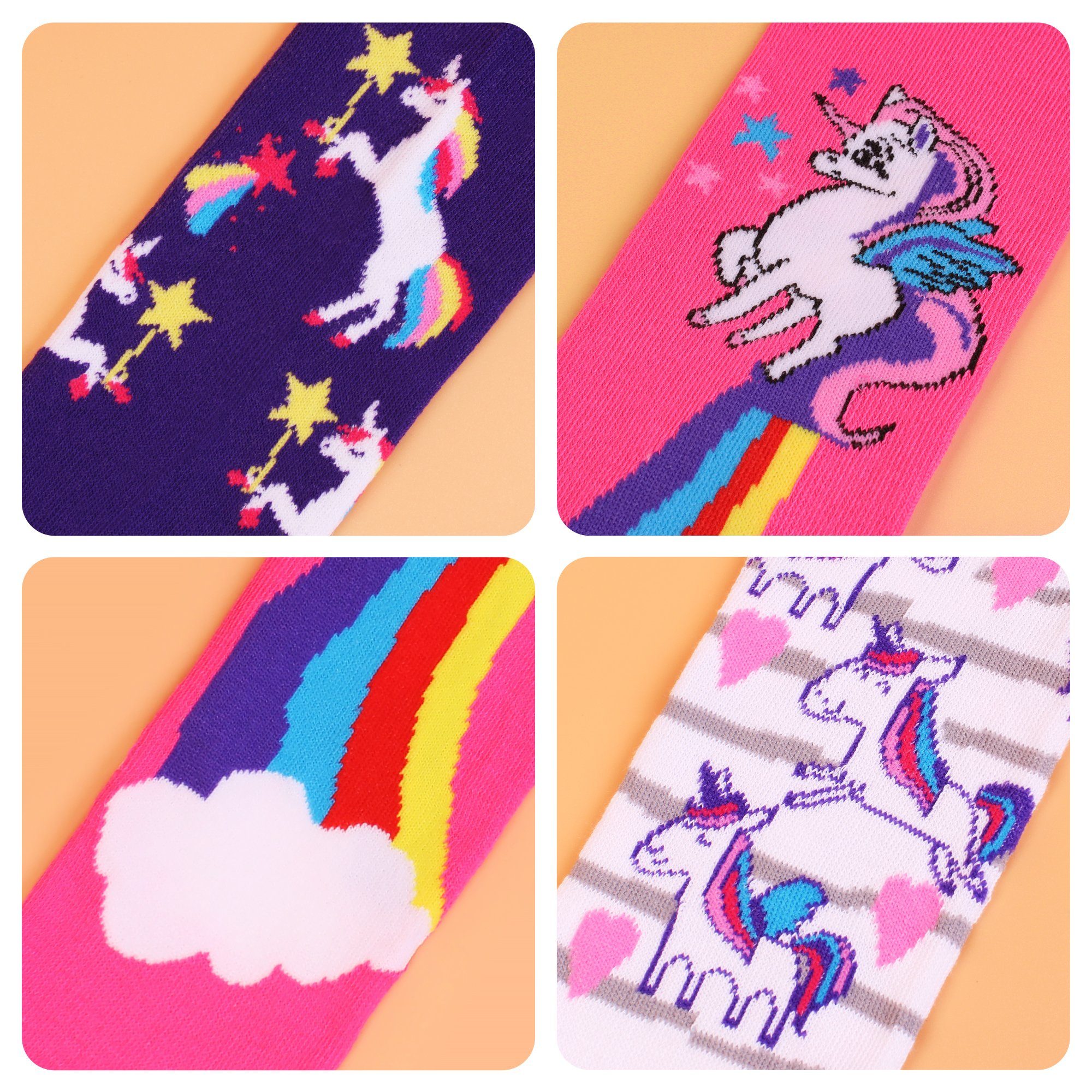 L&K-II Strickstrumpfhose 2730 (3er-Packung) mit Einhorn-Motiven aus Baumwolle