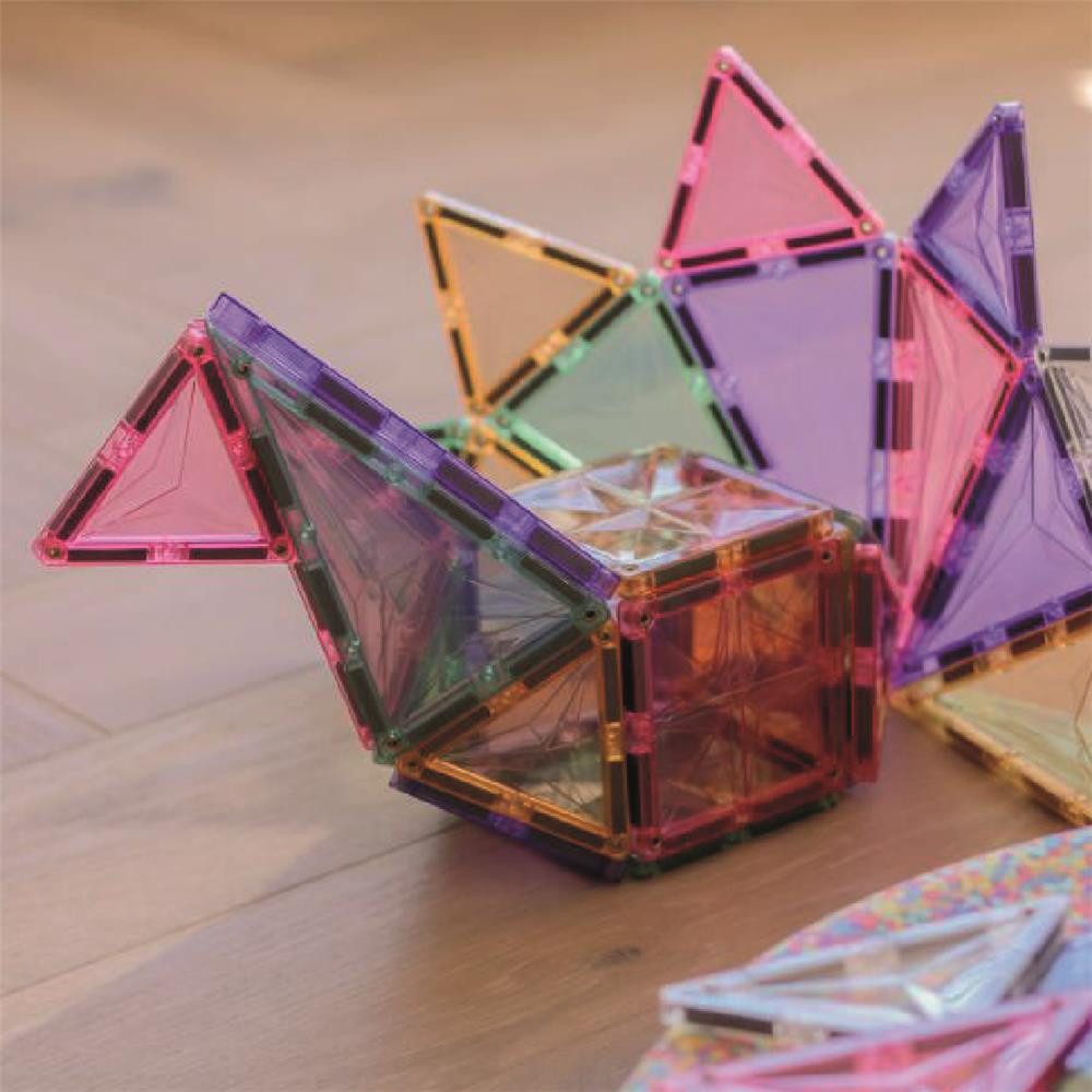 Cleverclixx Cleverclixx Geometrie-Bausatz in Pastellfarben 45 Teile Magnetspielbausteine, langlebiges Magnetspielzeug, robuste Bauweise, erweiterbare Sets