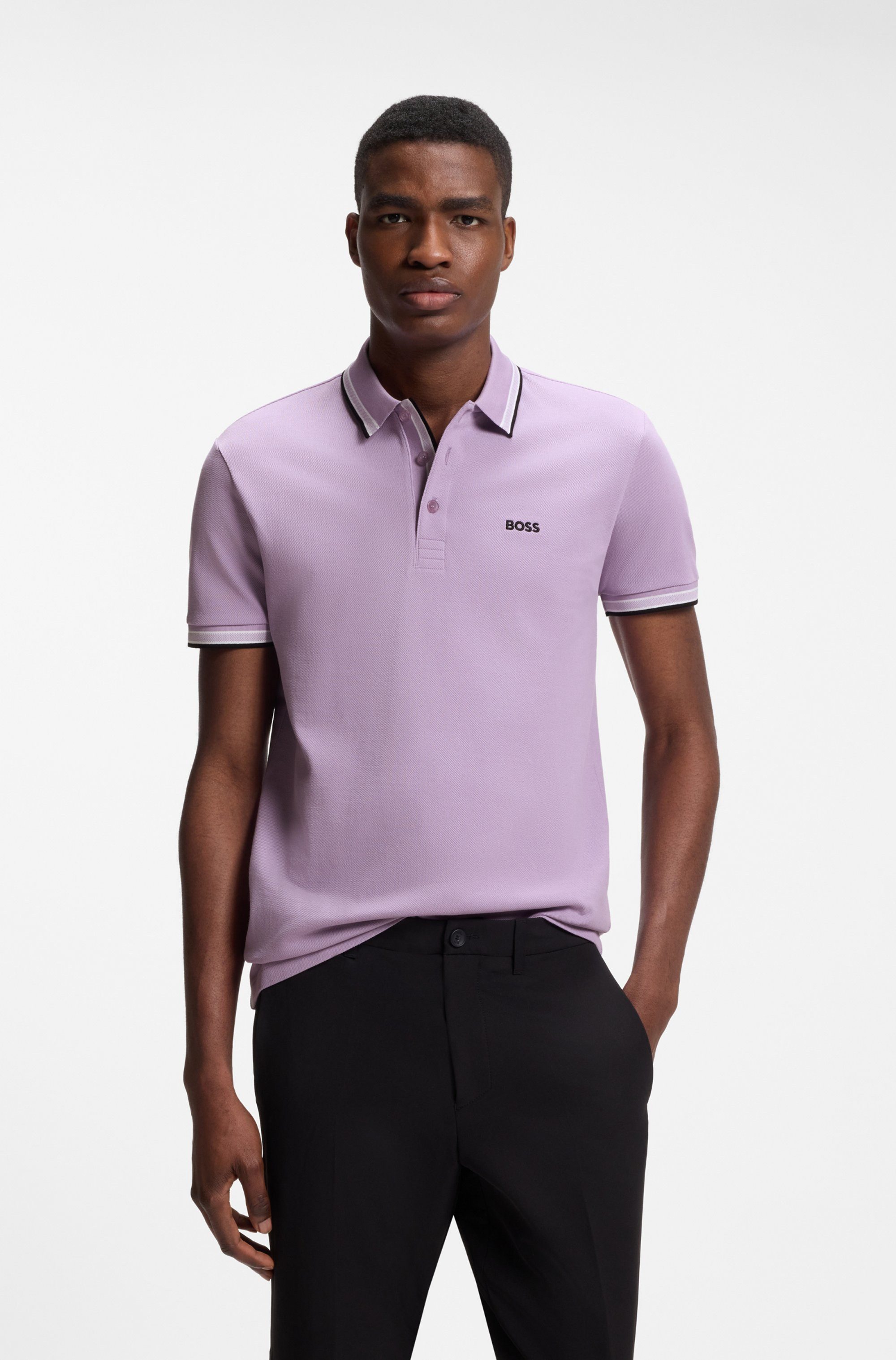 BOSS GREEN Poloshirt Paddy Regular Fit atmungsaktive Piqué-Webstruktur, Flachstrickkragen, gerader Schnitt
