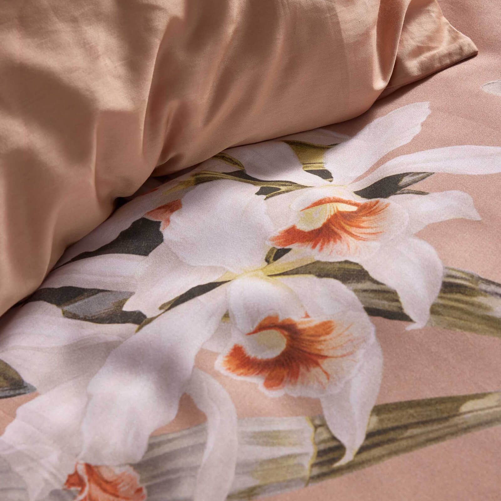 Essenza Bettwäsche Noe Dusty Pink, Satin, 2 teilig, Rosen, Orchideen – Bild 4 von 5