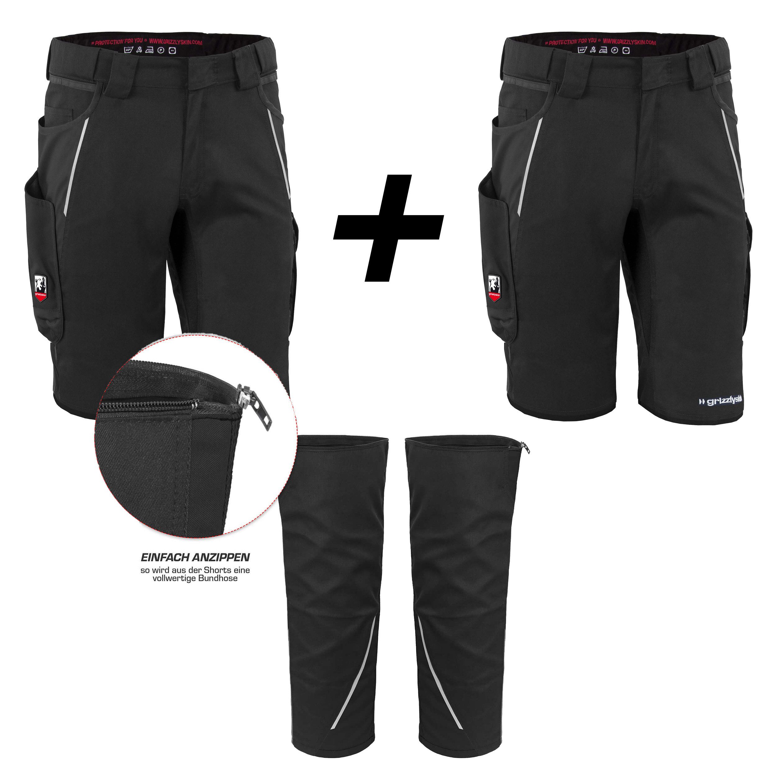 Qualitex Workwear Arbeitsshorts RIESEN-BUNDLE 2x IRON Shorts + Beinlinge - Lyocell, Cordura & Stretch (3-tlg) modern kurze Arbeitshose - 13 Taschen - Strapazierfähig - Atmungsaktiv