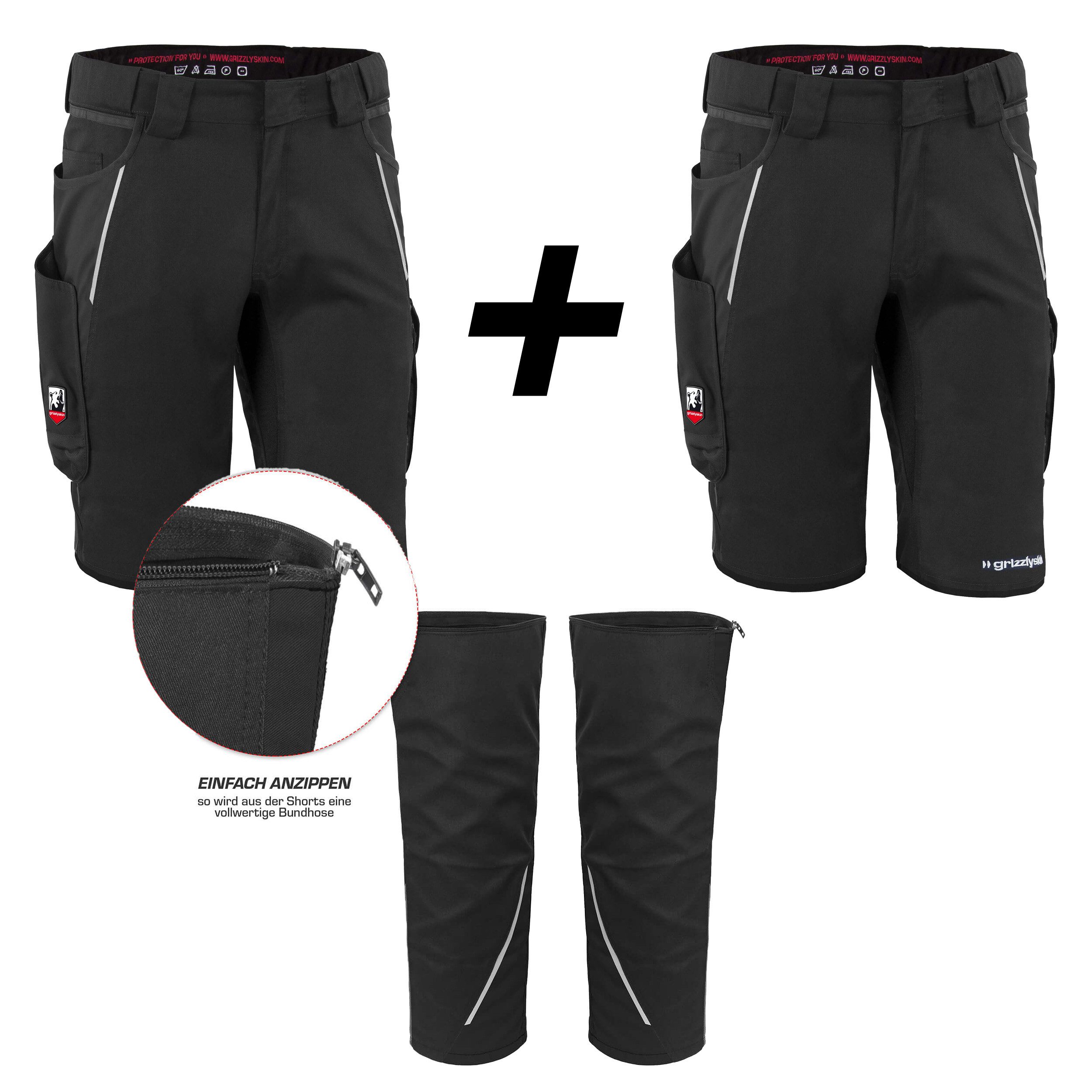 QUALITEX HIGH QUALITY WORKWEAR Arbeitsshorts RIESEN-BUNDLE 2x IRON Shorts + Beinlinge - Lyocell, Cordura & Stretch (3-tlg) modern kurze Arbeitshose - 13 Taschen - Strapazierfähig - Atmungsaktiv