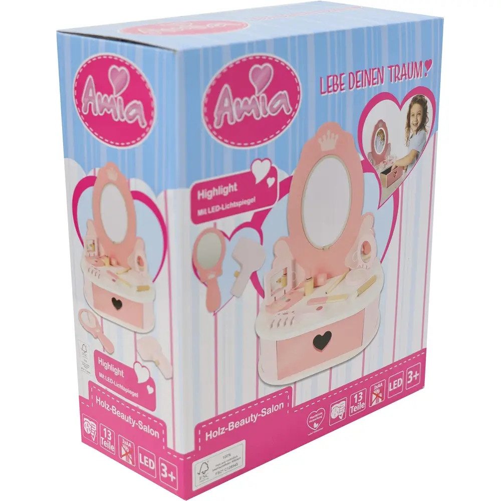 AMIA Spielzeug-Frisierkoffer Amia Beauty Salon mit Licht, 13-teilig
