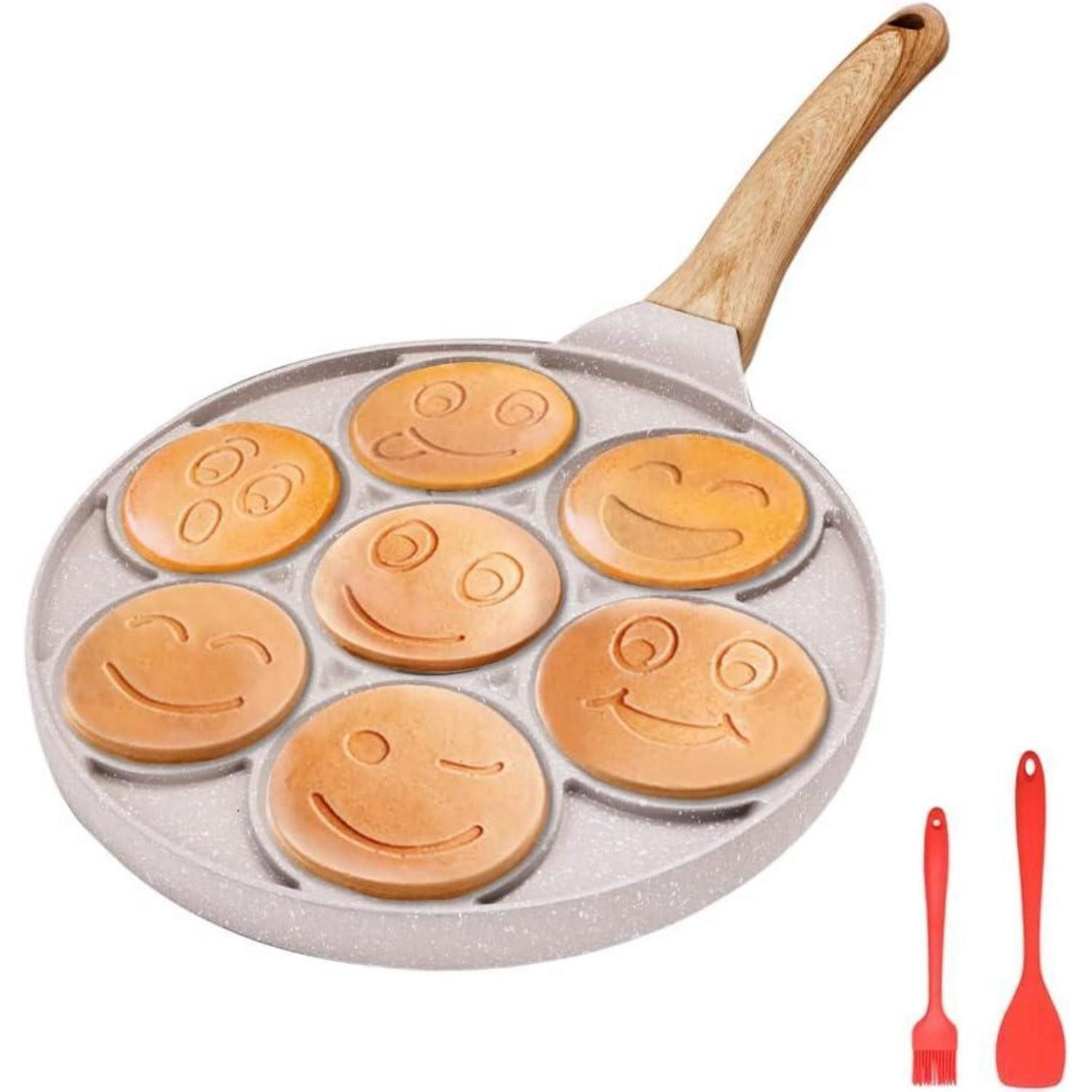 LuxusKollektion Crêpepfanne Pancake Pfanne Induktion Antihaft 7 Löcher Weiß induction compatible