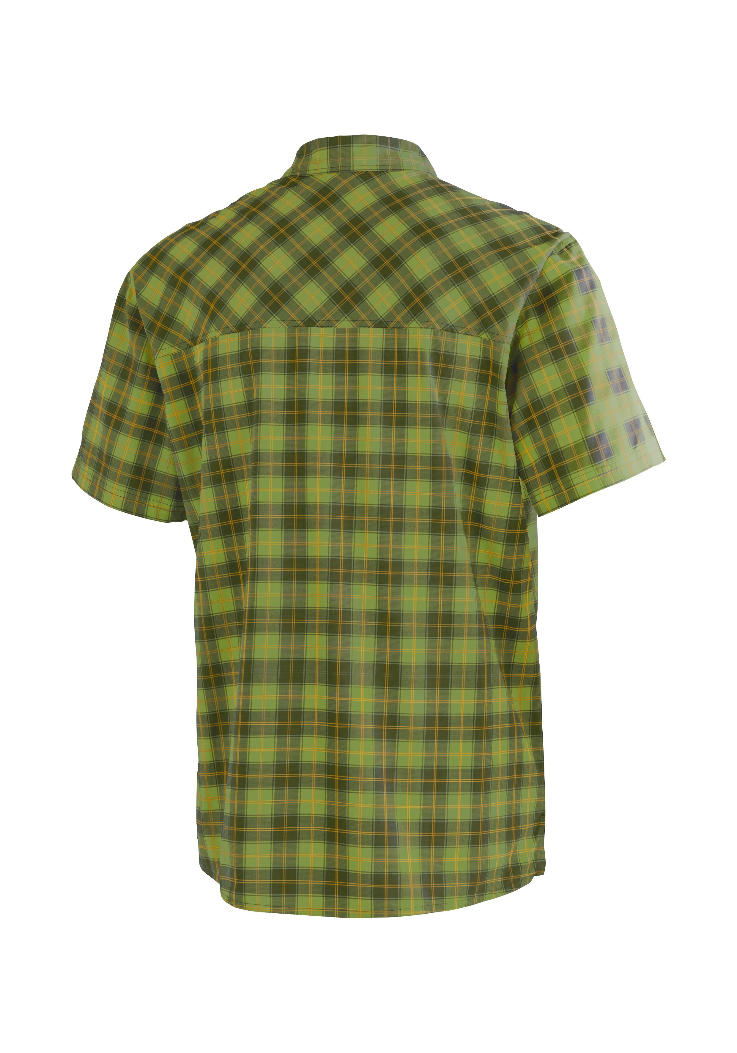 kurzarm Wanderhemd, atmungsaktives S/S M Maier grün Karohemd Outdoorhemd Sports Herrenhemd, Kasen
