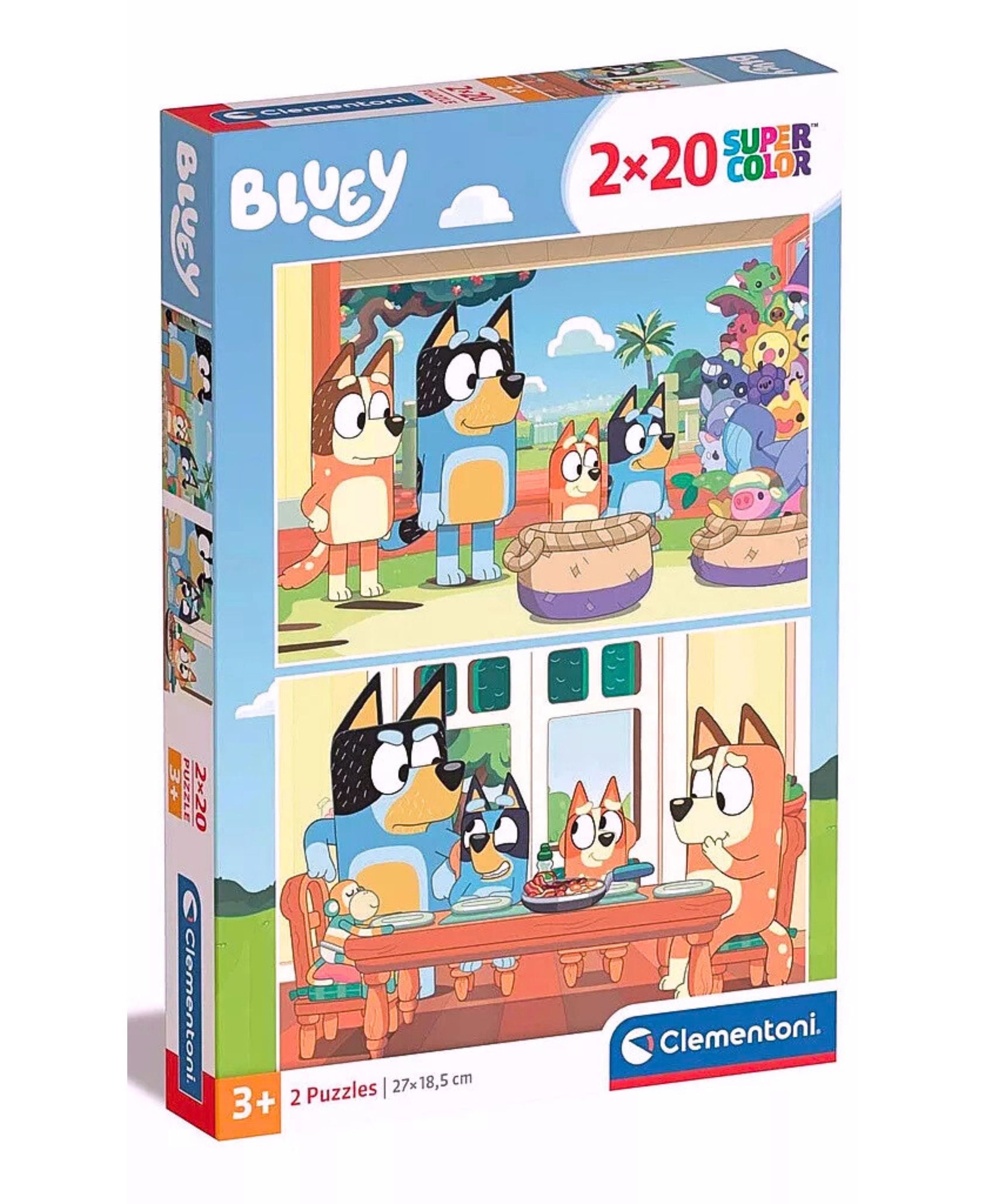 Clementoni® Puzzle Bluey & Bingo - Family Time, 20 Puzzleteile, 2x20 tlg. Kinderpuzzle ab 3 Jahre