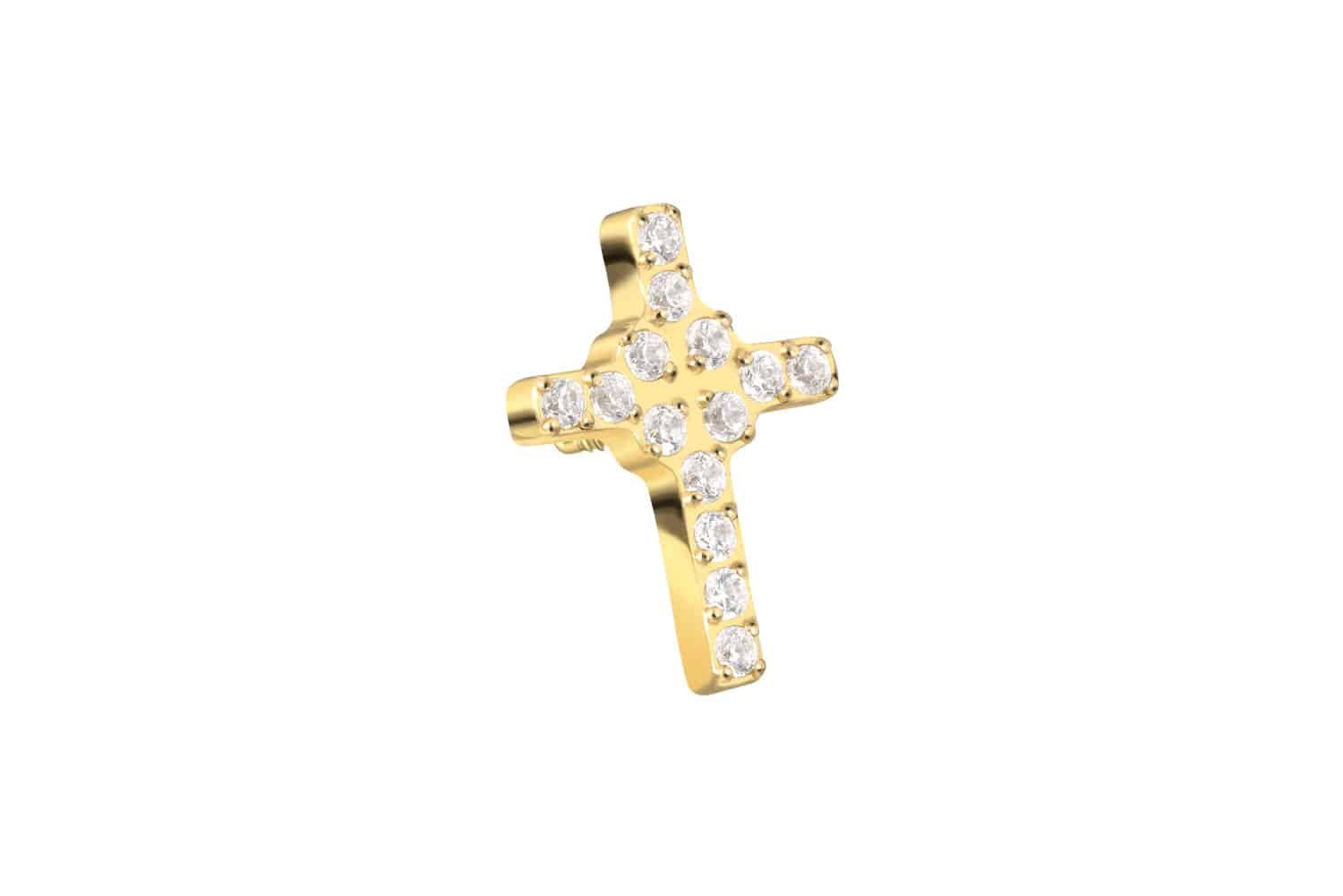 Piercing-Set Titan Schraubaufsatz mit Außengewinde KRISTALLKREUZ