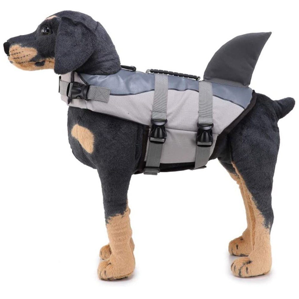 zggzerg Schwimmweste Hunde Schwimmweste mit Griff, verstellbare Größe mit starkem Auftrieb Grau