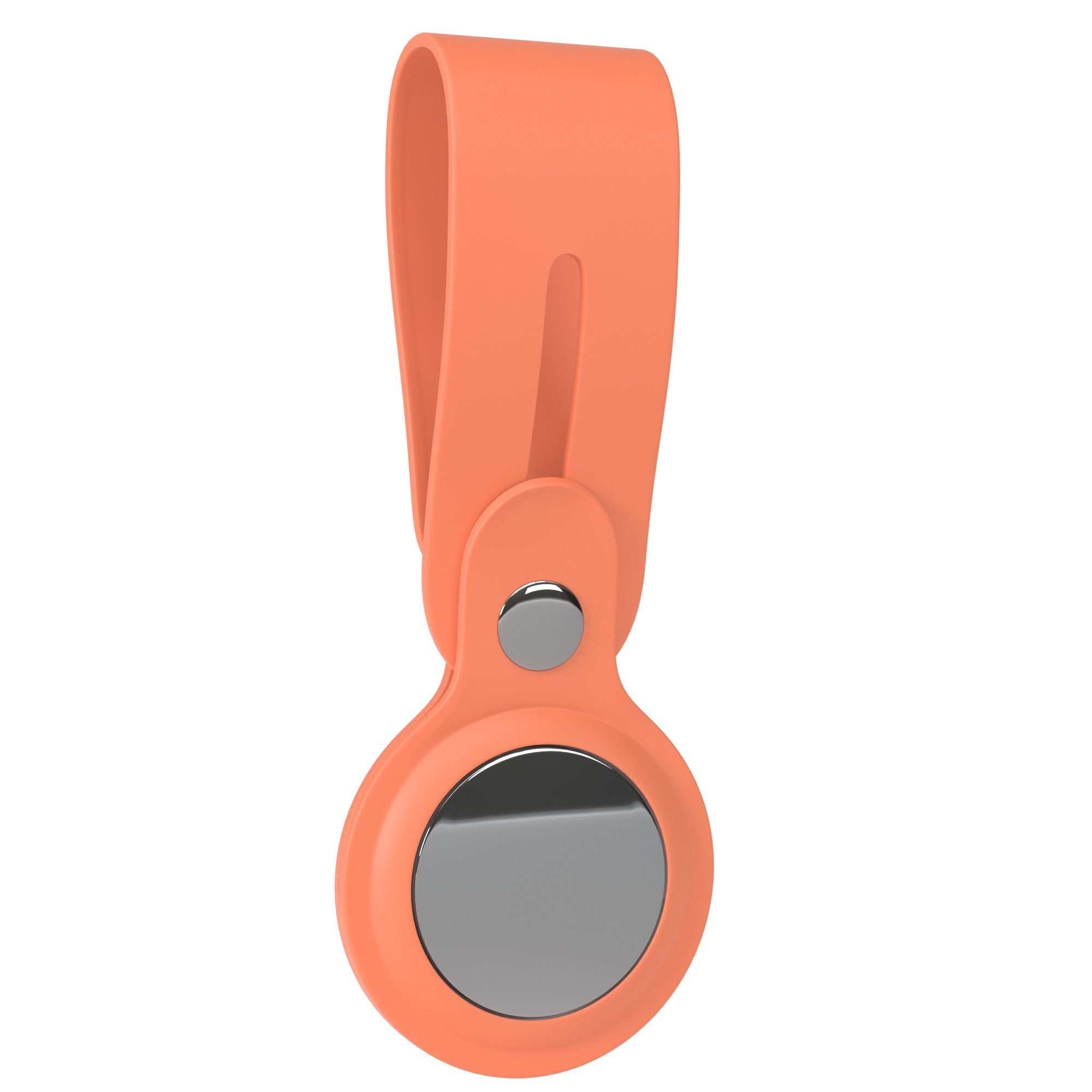 EAZY CASE Schlüsselanhänger Anhänger kompatibel mit Apple AirTag, Airtag Hülle mit Silikon Schlaufe lang Kratzfest GPS Tasche Orange