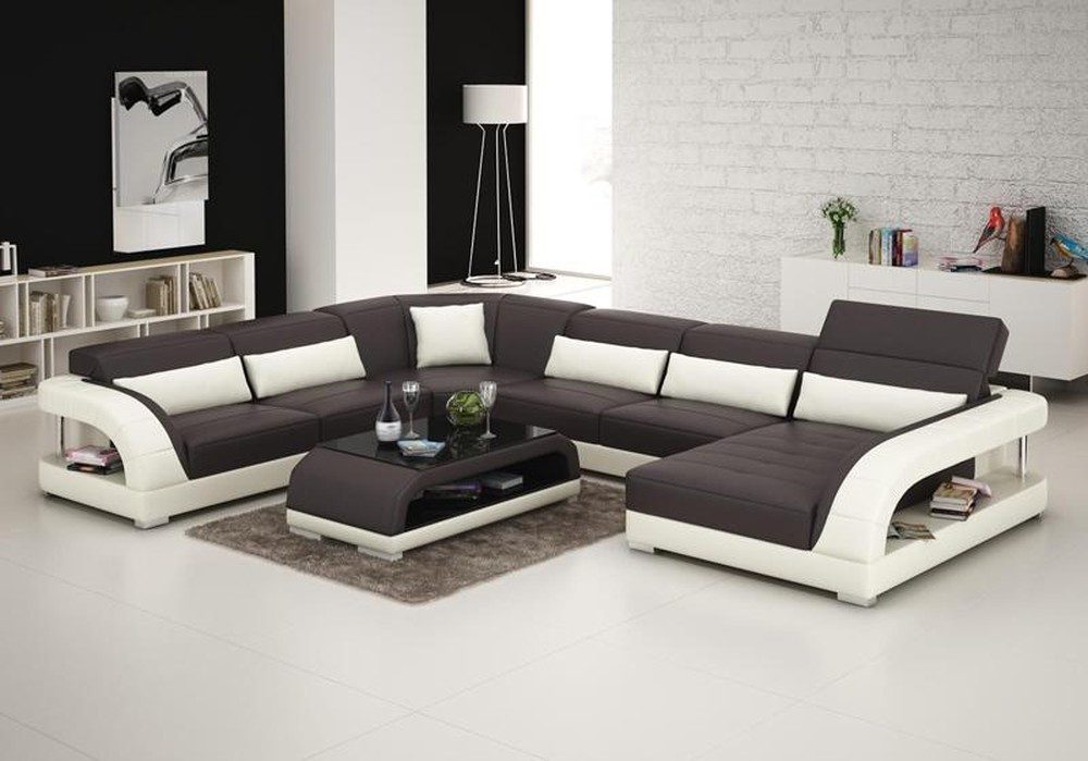 Ecksofa Eckcouch in Braun - hochwertiges Ledersofa für Ihr Zuhause