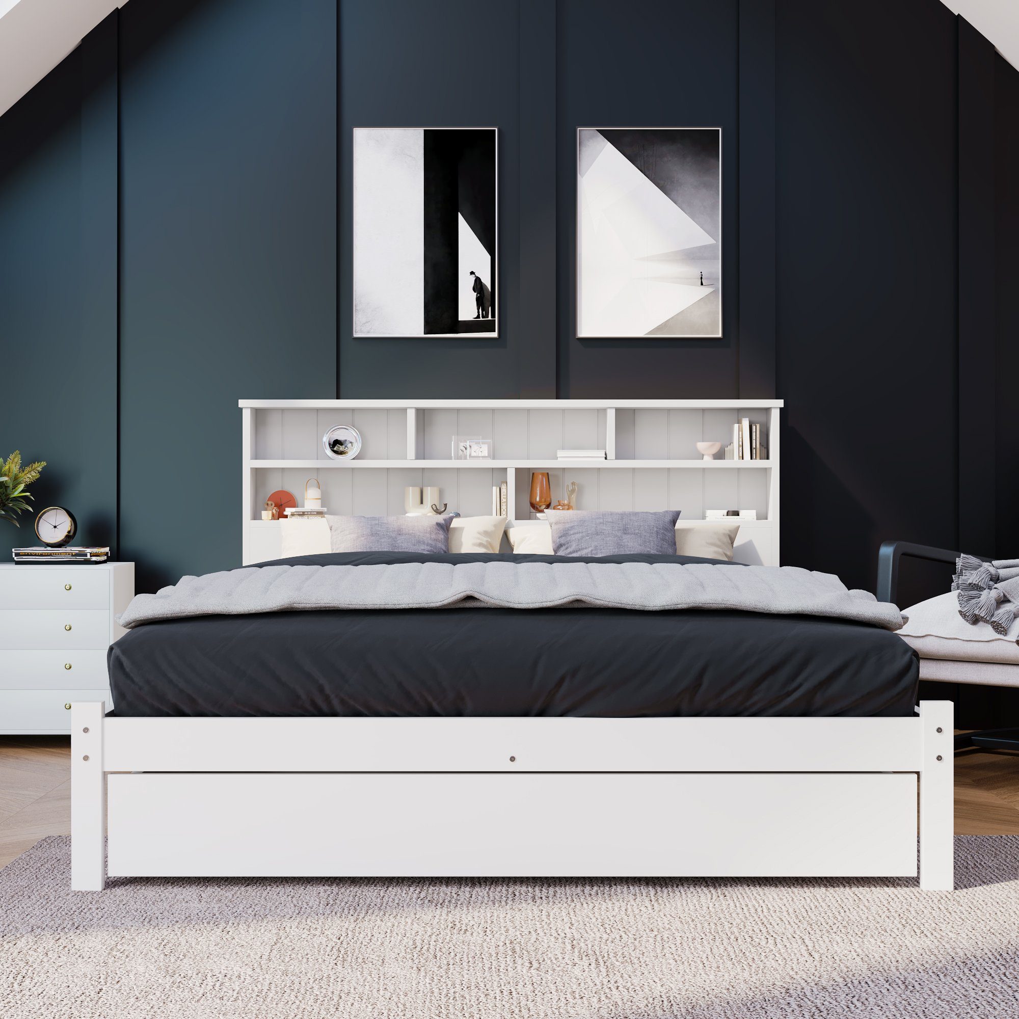 Ulife Massivholzbett Weiß Doppelbett /Einzelbett mit günstig online kaufen