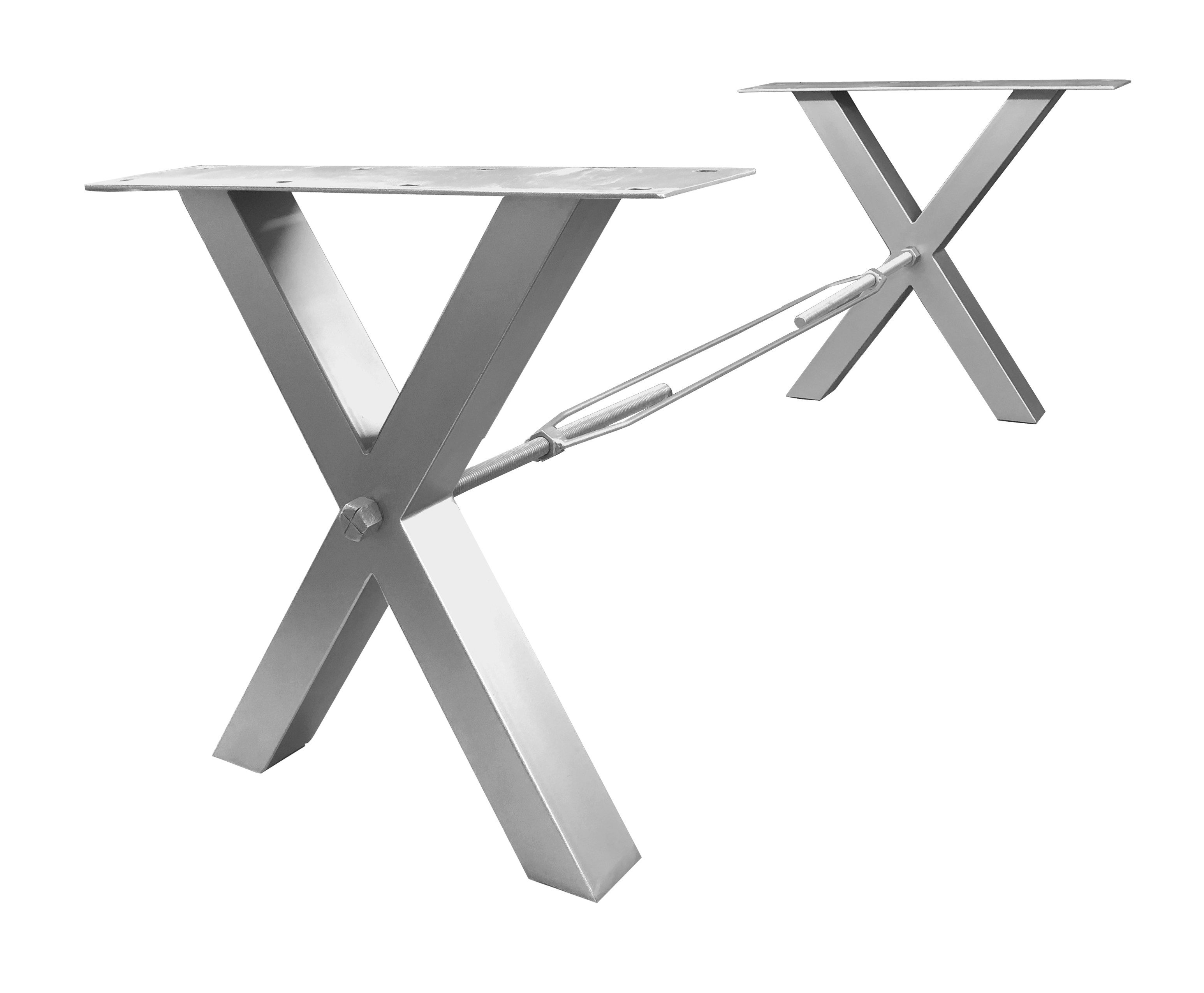 furnling Tischgestell Den Haag, X-förmig aus Stahl für Platten von 160 cm bis 240 cm, antiksilber