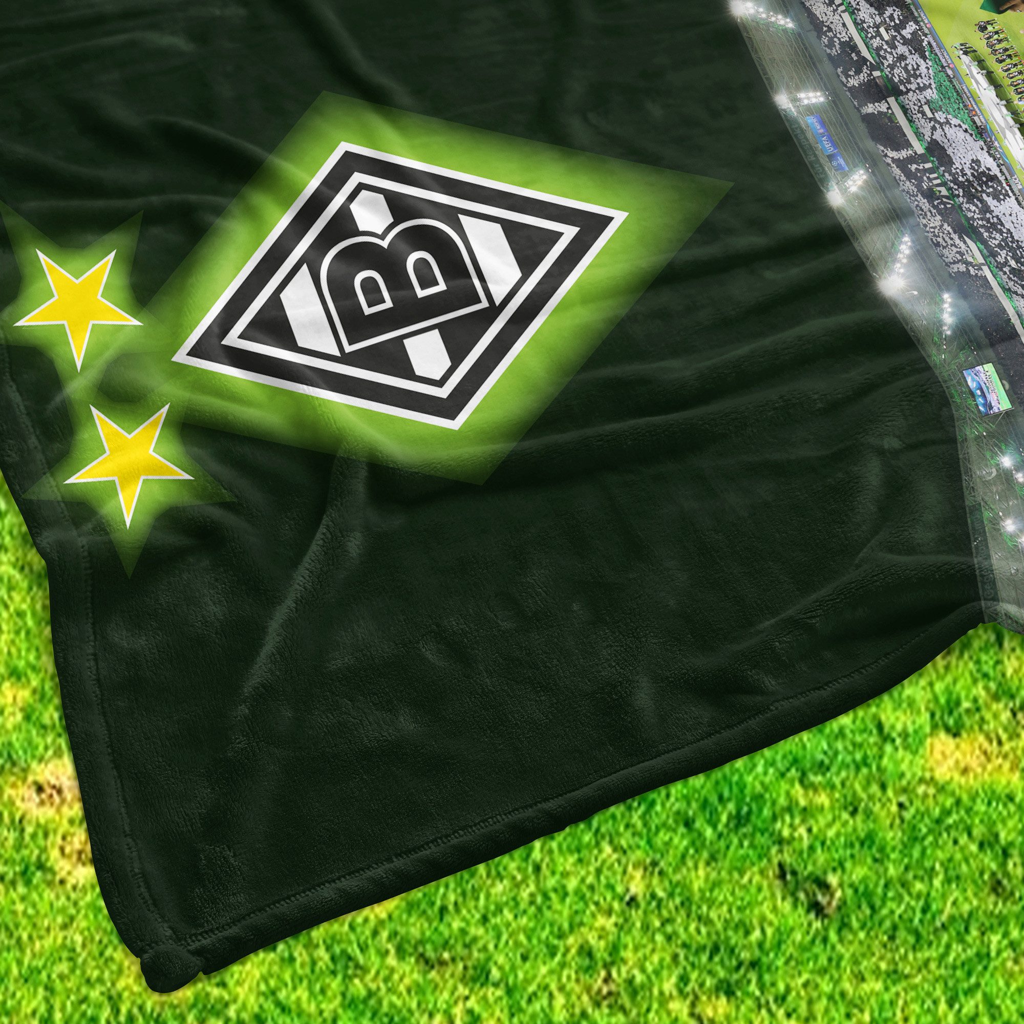 Wohndecke Borussia Mönchengladbach Decke Borussia Park 150x200 cm Kuscheldecke, BERONAGE, passend zur Bettwäsche, ideal für Sofa, Couch, Bett, Auto – Bild 4 von 5