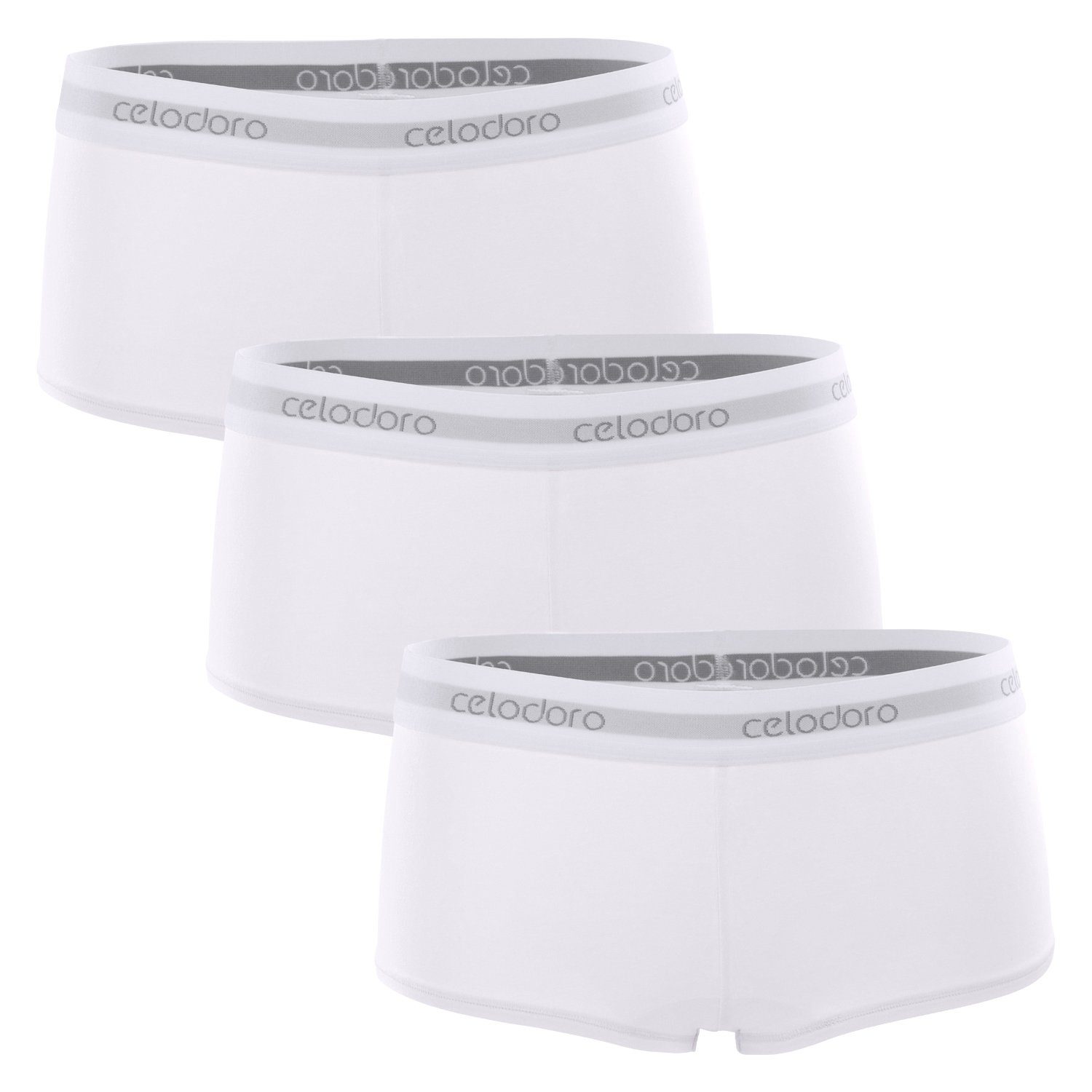 celodoro Panty Damen Panty, Webgummi-Bund (3er Pack) Sport Boxer Slip Weiss