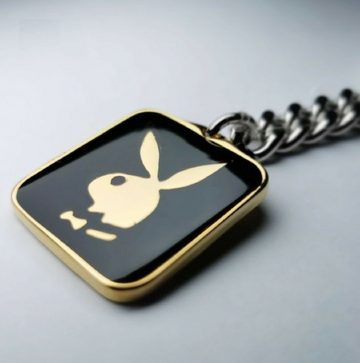 HR Autocomfort Schlüsselanhänger Set Gold/silberfarbener Metall PLAYBOY Hase Schlüsselanhänger mit BUNNY Relief Emblem