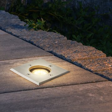 etc-shop LED Einbaustrahler, Leuchtmittel nicht inklusive, Außen Einbau Strahler Edelstahl Hof Garagen Einfahrt Boden Leuchte
