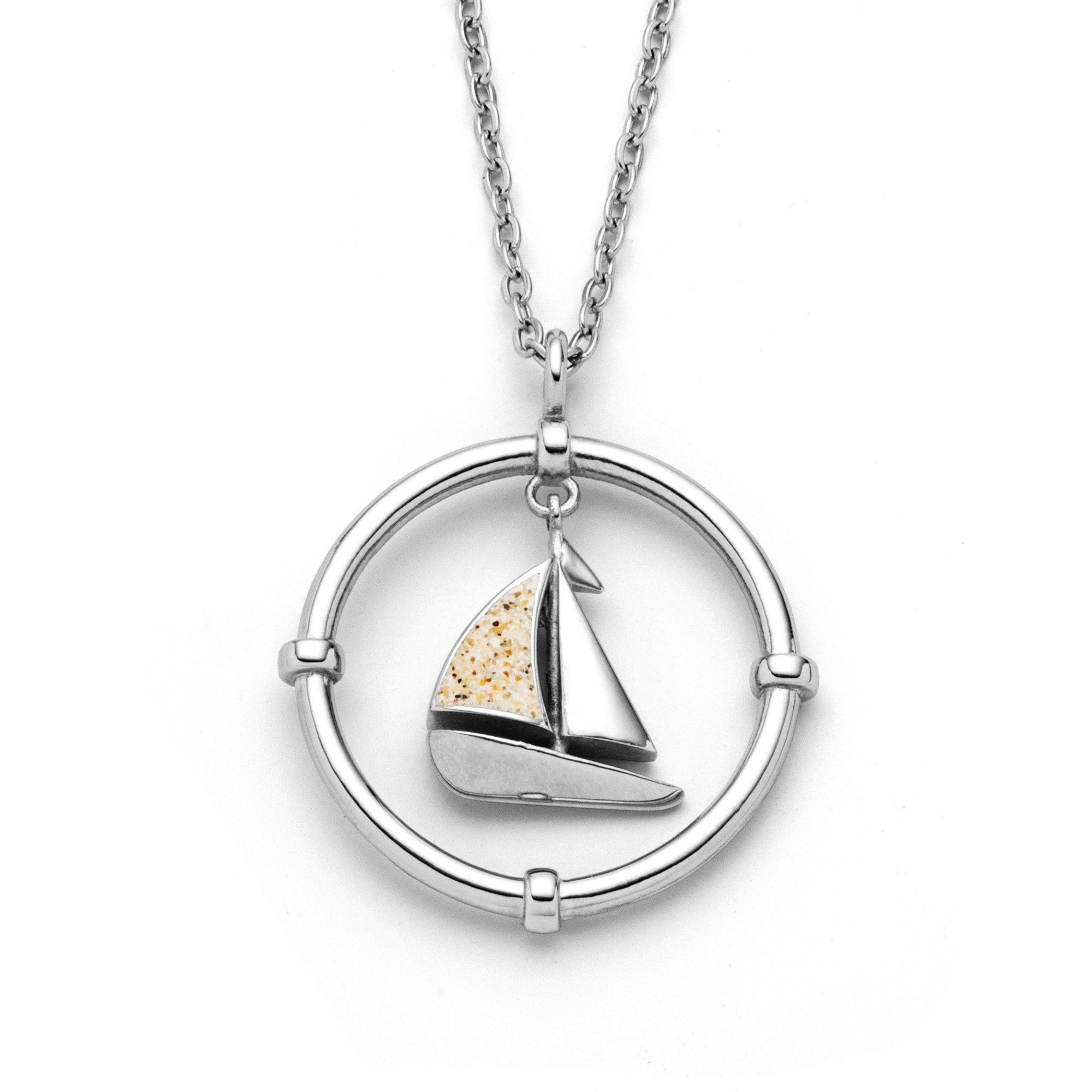 DUR Kette mit Anhänger STEEL Halskette Sailor STN1018SA Edelstahl Strandsand 42+5 cm