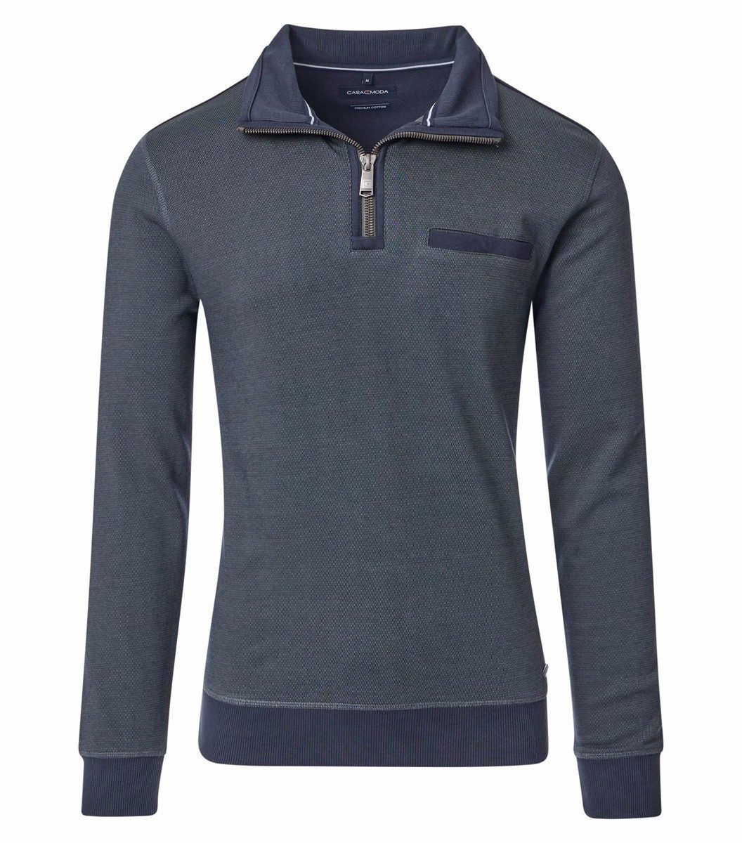 Troyer CASAMODA Herren Sweat-Troyer Zipper Regular Baumwolle Grün