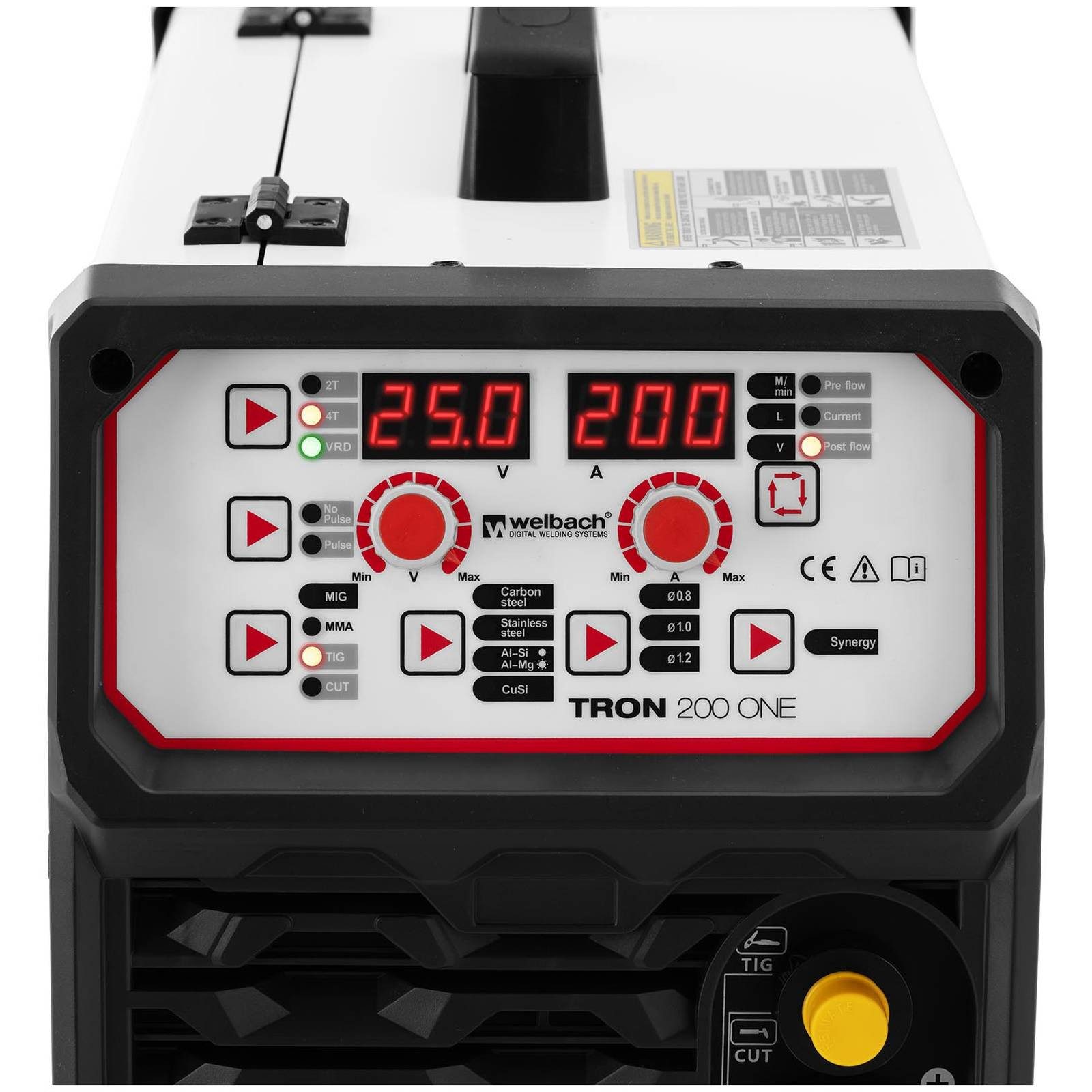 Welbach Elektroschweißgerät 4in1 Kombi-Schweißgerät MIG / MAG WIG Plasma E-Hand IGBT 200A Synergie