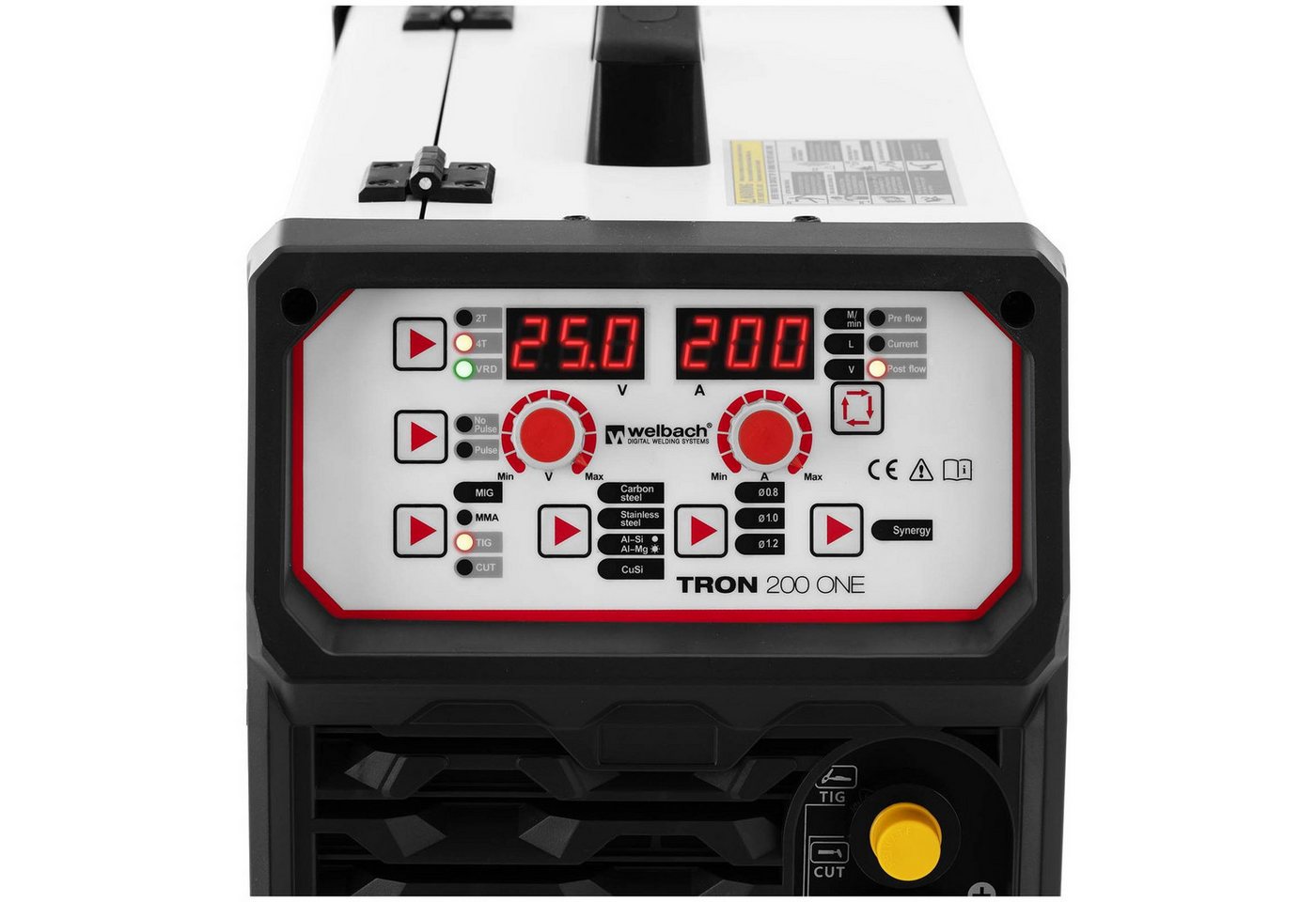 Thumbnail - Welbach Elektroschweißgerät Kombi-Schweißgerät - WIG 200A Duty Cycle 60% - Cut 50A MIG/MAG 200 A