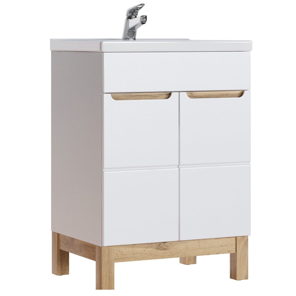 Lomadox Badmöbel-Set SOLNA-56, (Spar-Set, 4-St), weiß 60/200/46 cm günstig online kaufen